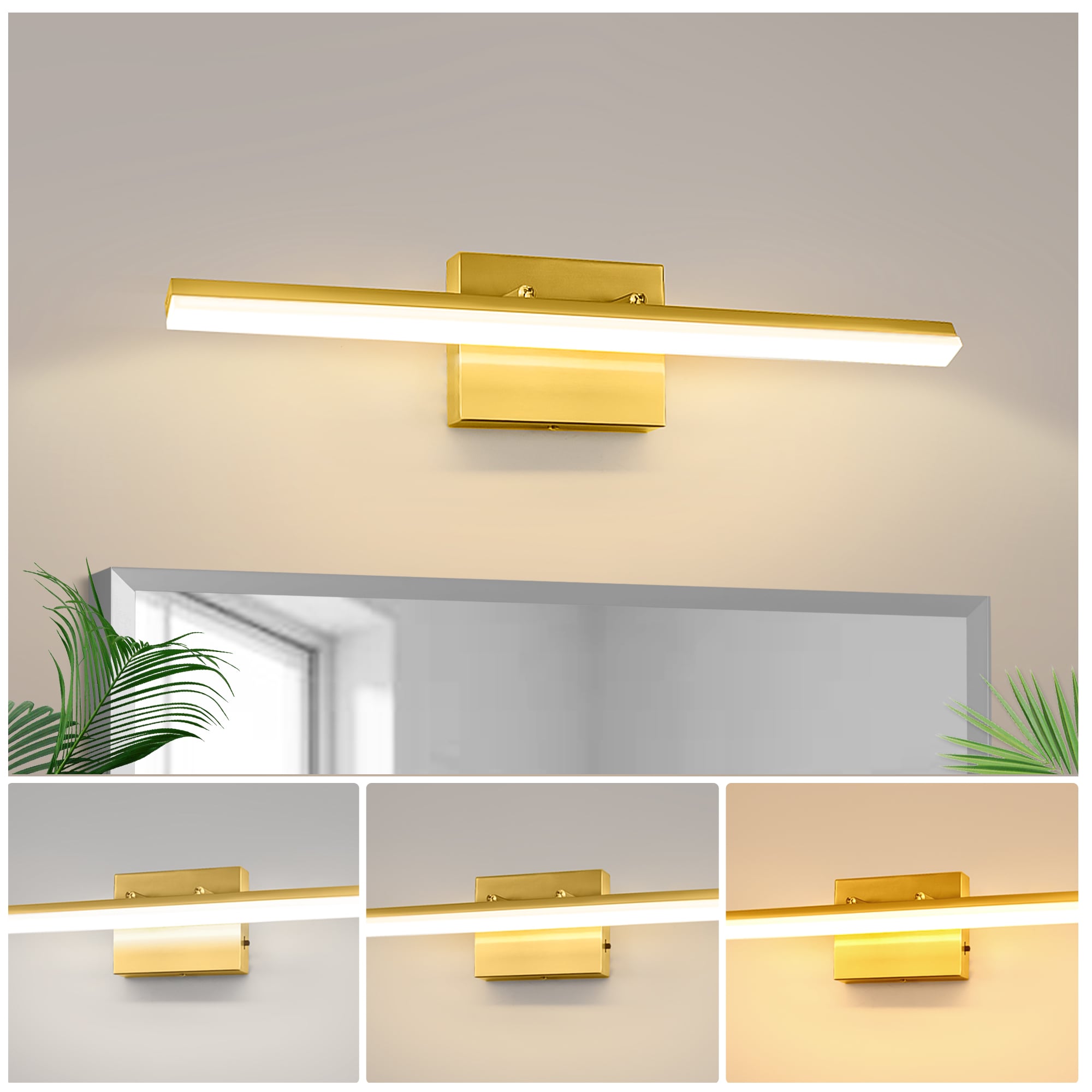 YANSUN 24-in 1 Light Brass Integrated LED Modern/contemporary Bathroom Vanity light