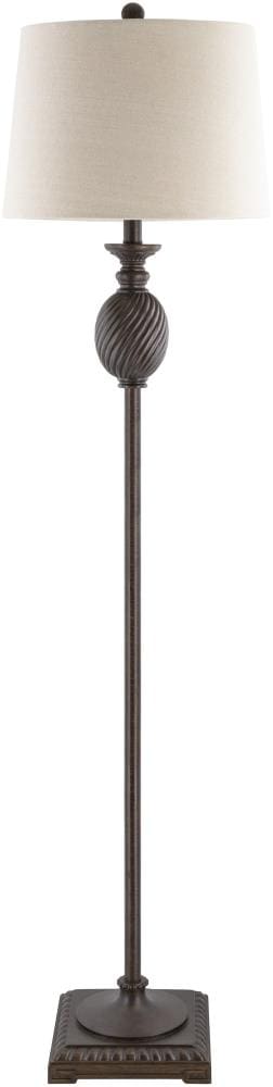 Surya DEF-002 Defoe 59-in Black Standard Floor Lamp with Linen Shade