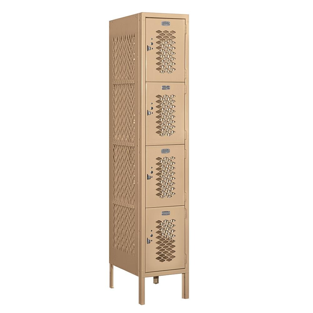 SALSBURY INDUSTRIES 74158TN-A Vented Metal Locker-Five Tier Box Style-1 Wide-5 -ft High-15-in Deep-Gray-Unassembled