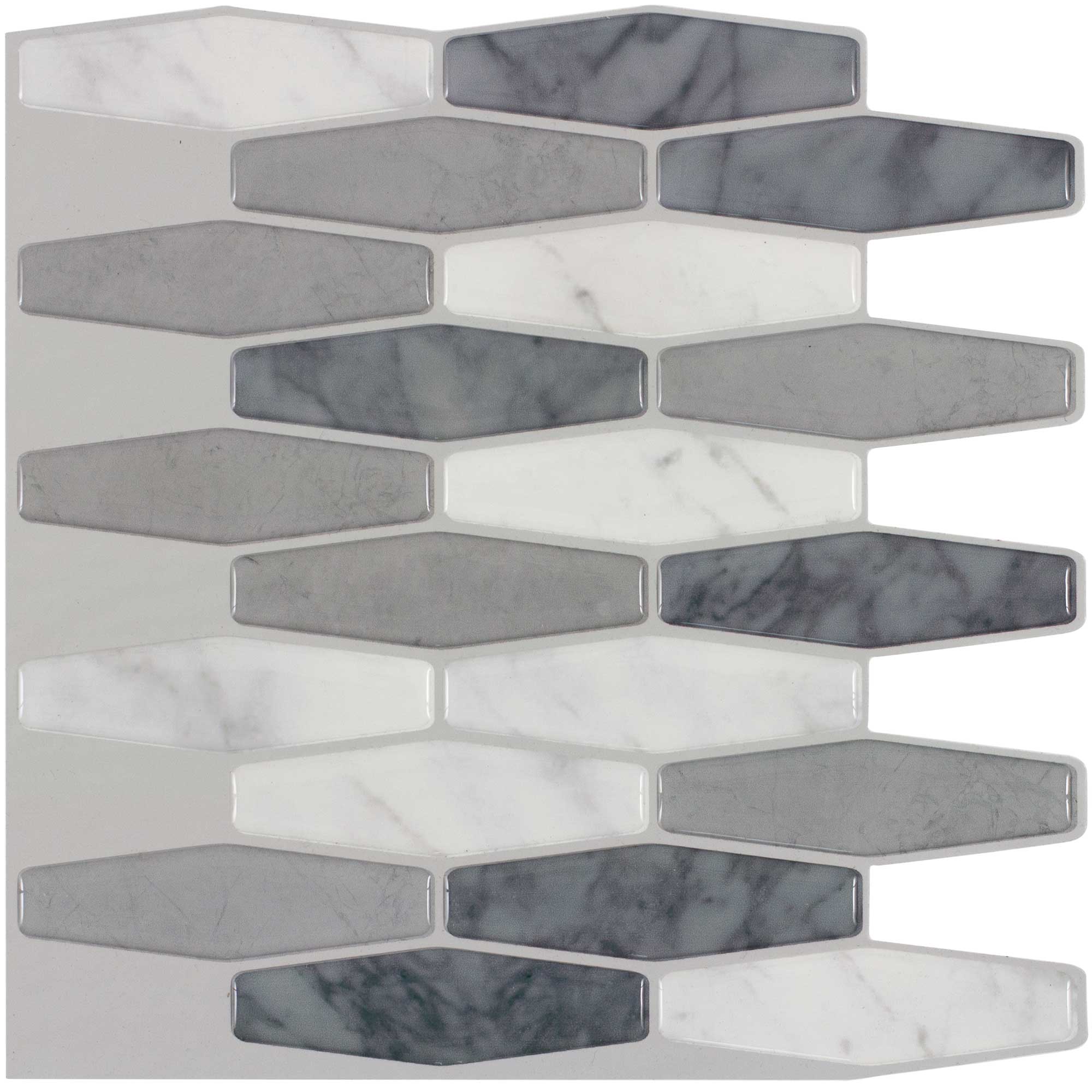 10 PCS Peel and Stick Floor Tile White and Grey Marble Look Self