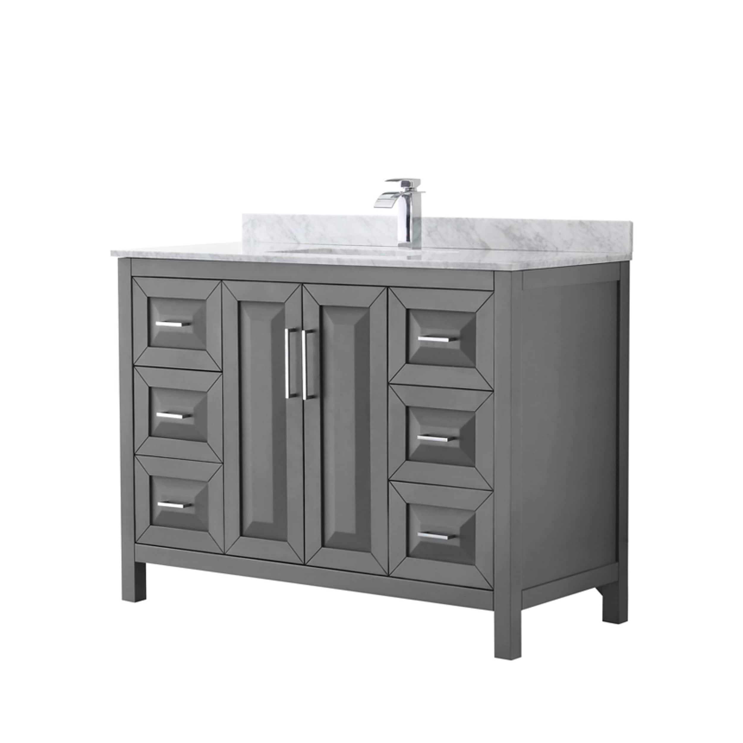 Wyndham Collection WCV252548SKGCMUNSMXX Daria 48-in Dark Gray with Polished Chrome Trim Undermount Single sink Bathroom Vanity with White Carrara Marble Natural marble Top