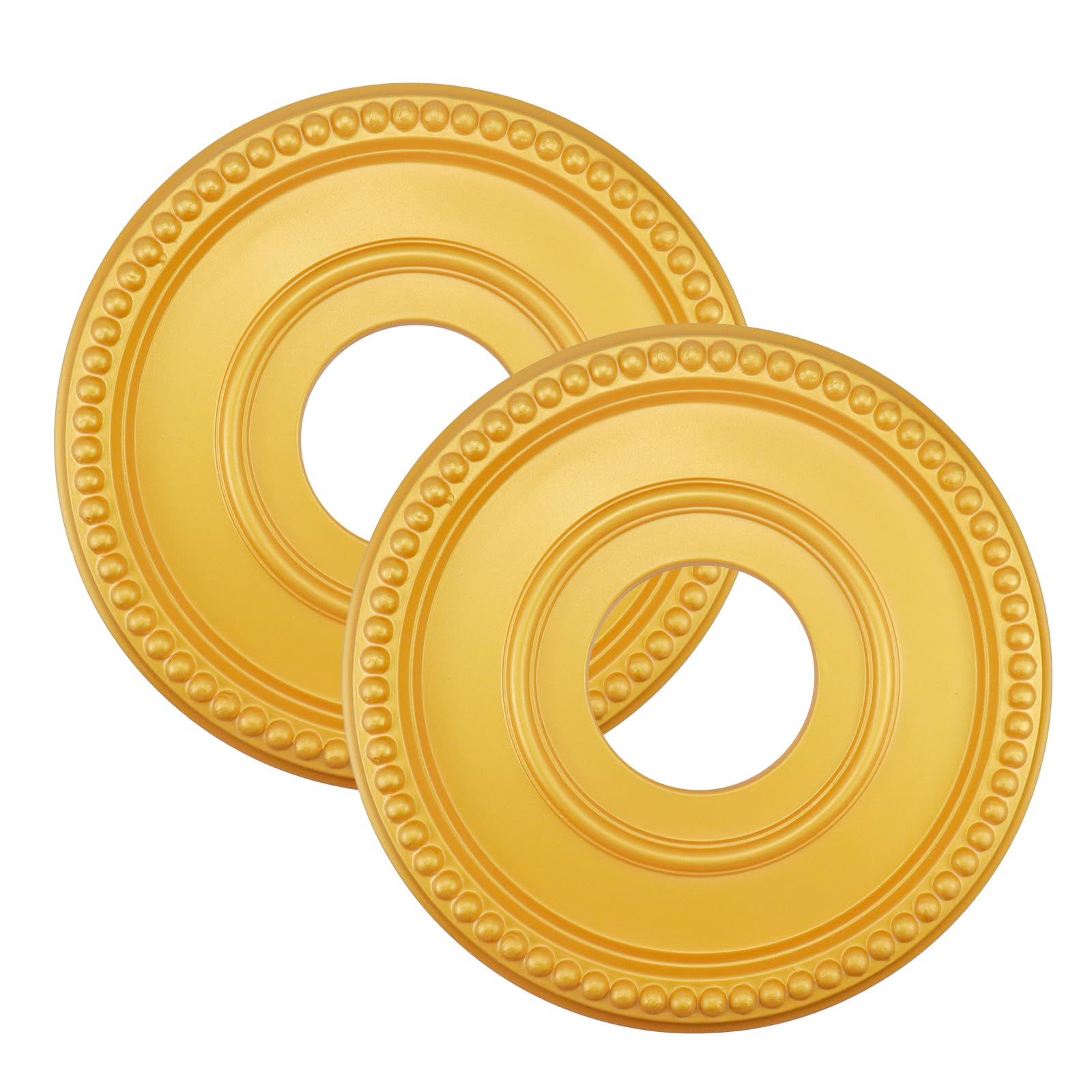 Aoibox  Gold Round PU Ceiling Medallion Set of 2 Decorative Trim Ring for Light Fixtures Ceiling Fans and Chandeliers