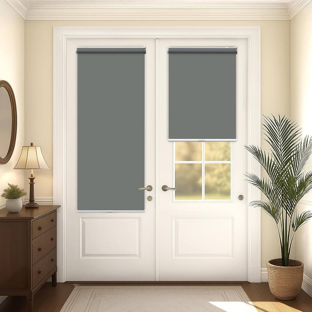 LAZ INC Cordless Roller Shades for French Doors No Drill French Door ...