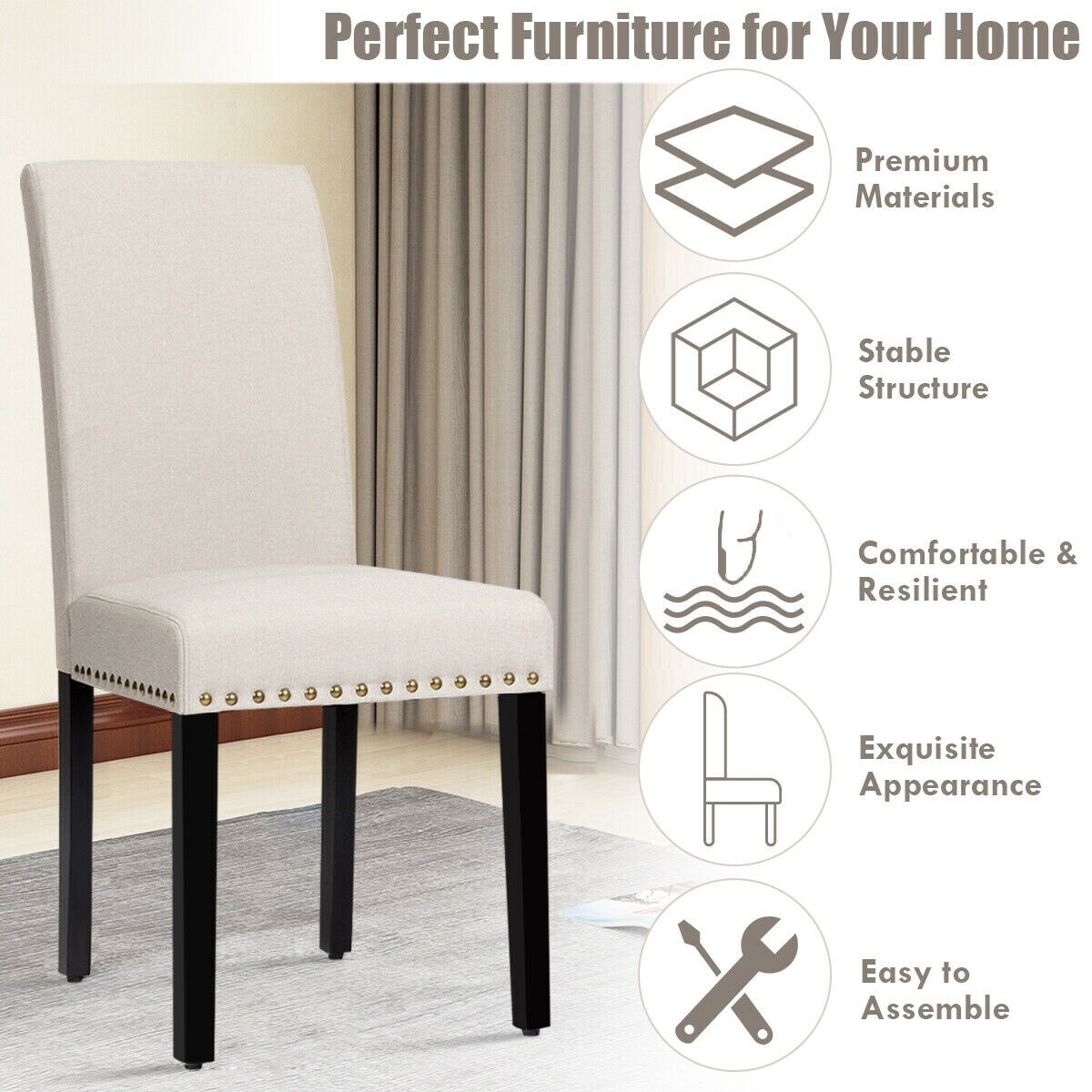 WELLFOR HW-HWY2-65395BE Dining-Chairs - View #8