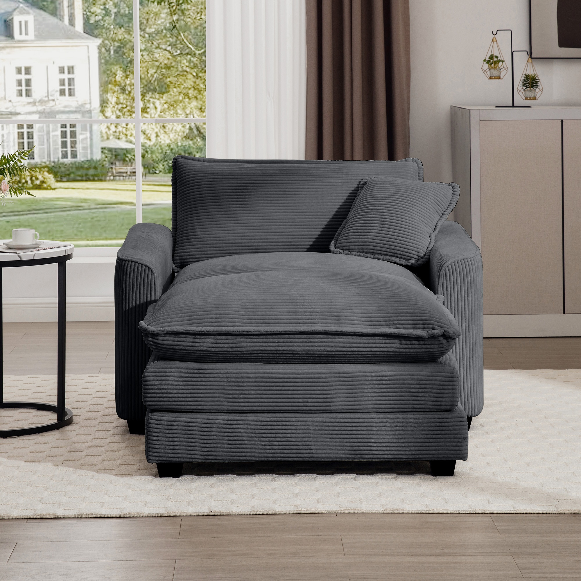 LOVMOR - Corduroy Sofa Couches Throw Pillows for Living Room Bedroom Club Play Area Deep Seat Ea...