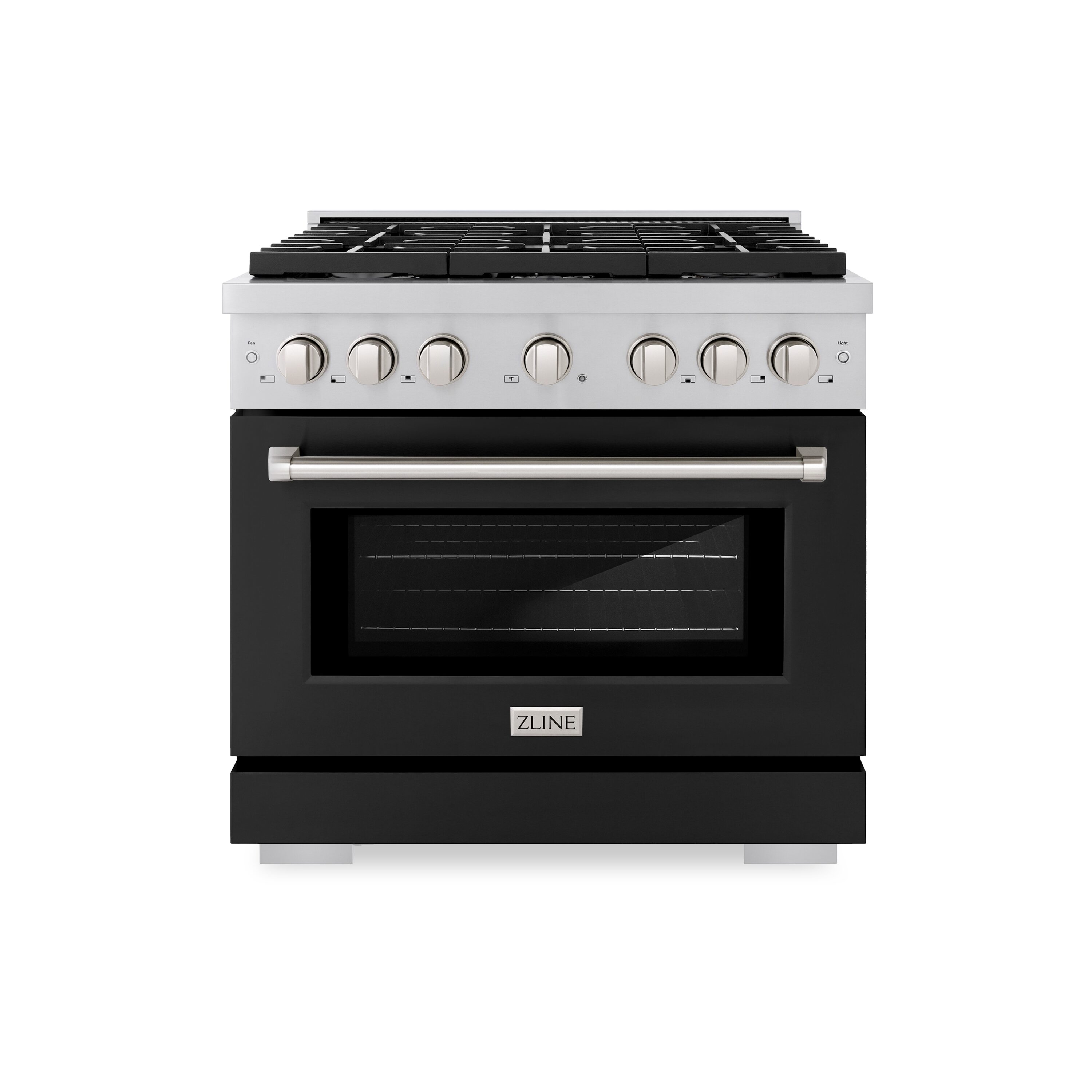ZLINE KITCHEN & BATH SGR-BLM-36 Paramount 36-in 6 burners 5.2-cu ft Convection Oven Freestanding Natural Gas Range ( Stainless Steel, Black Matte Door )