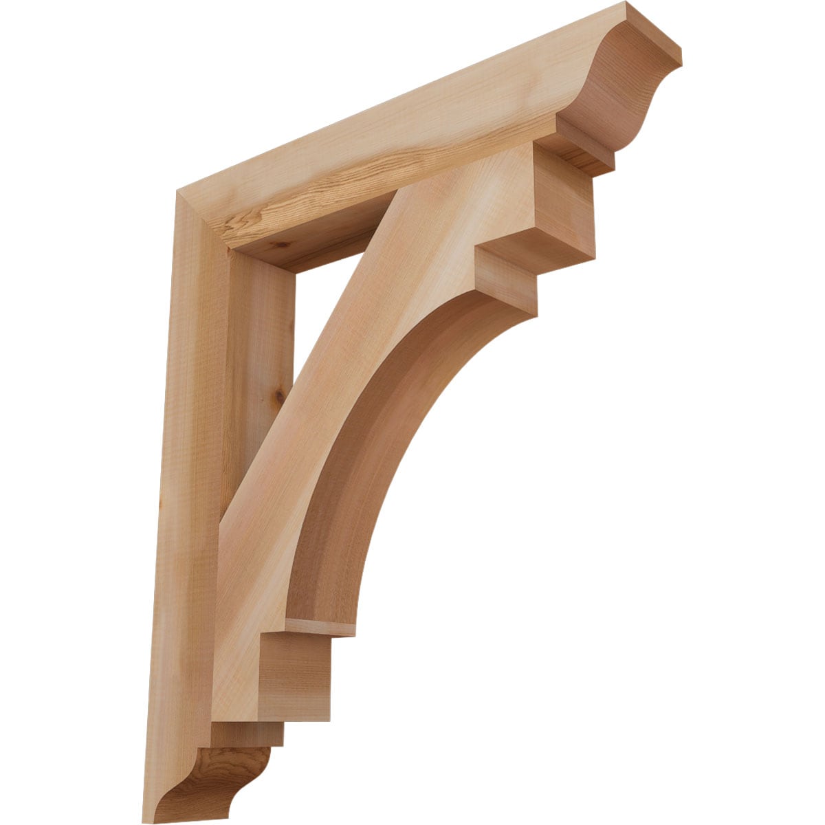 Ekena Millwork BKT04X24X28MRC01SWR Merced traditional smooth 3-1/2-in x 24-in x 28-in Western red cedar Brown Wood Standard bracket