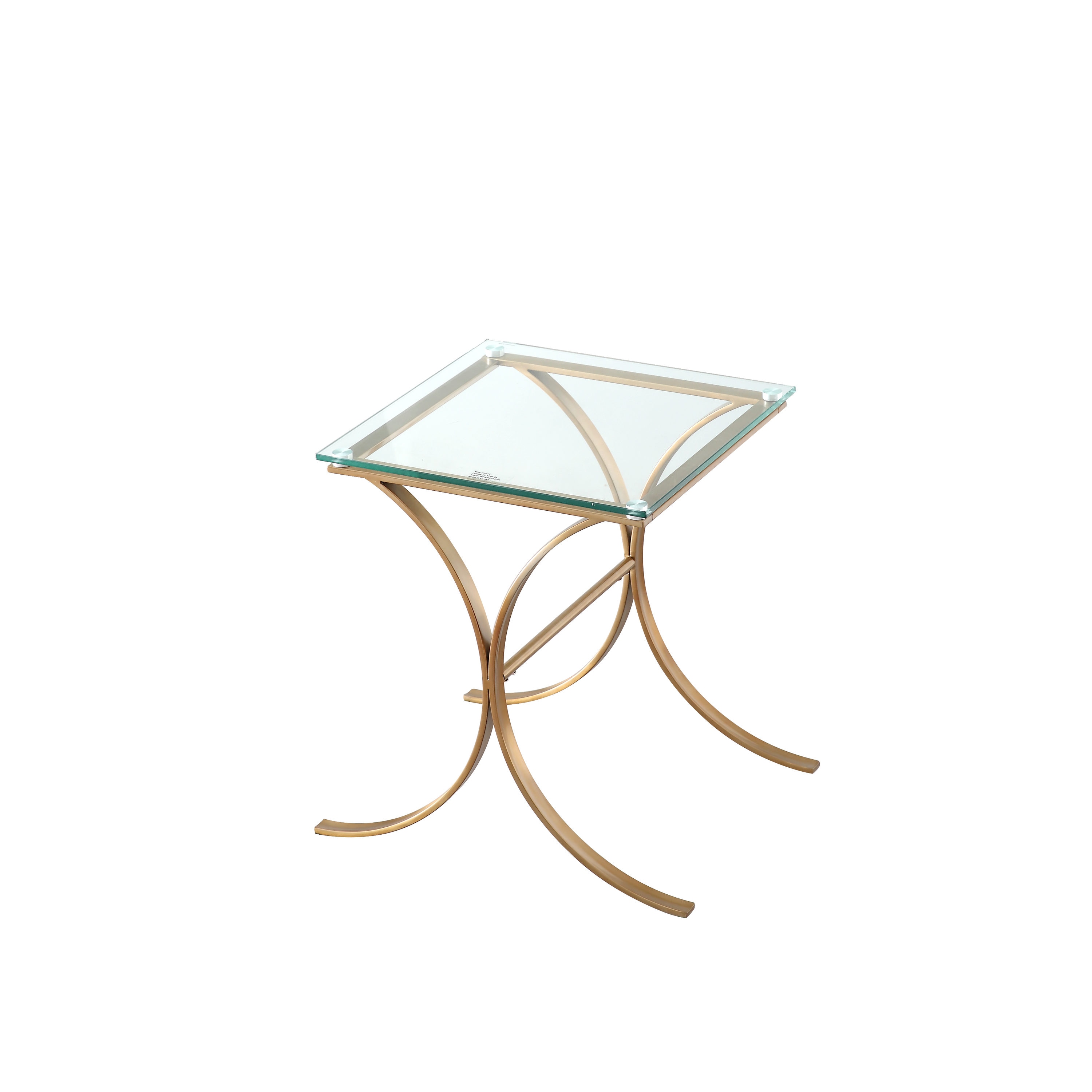 CASAINC WF-ET-374G-GL Modern X-shaped rectangle end side table 22.63-in W x 23.62-in H Gold Glass Round Modern End Table Assembly Required