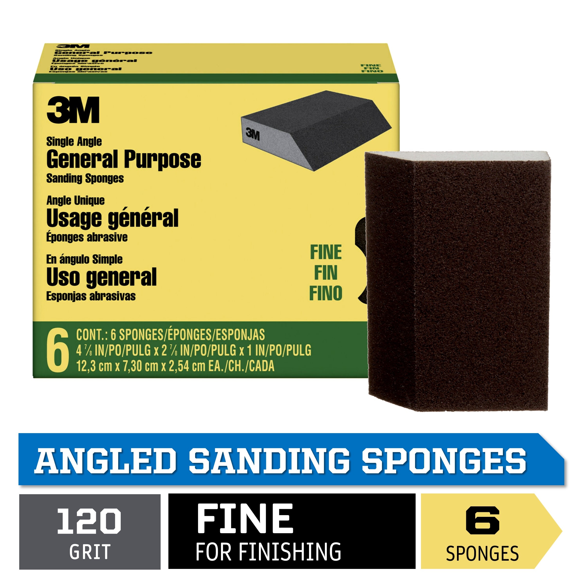 3M Drywall Sanding Sponge, Fine Angled