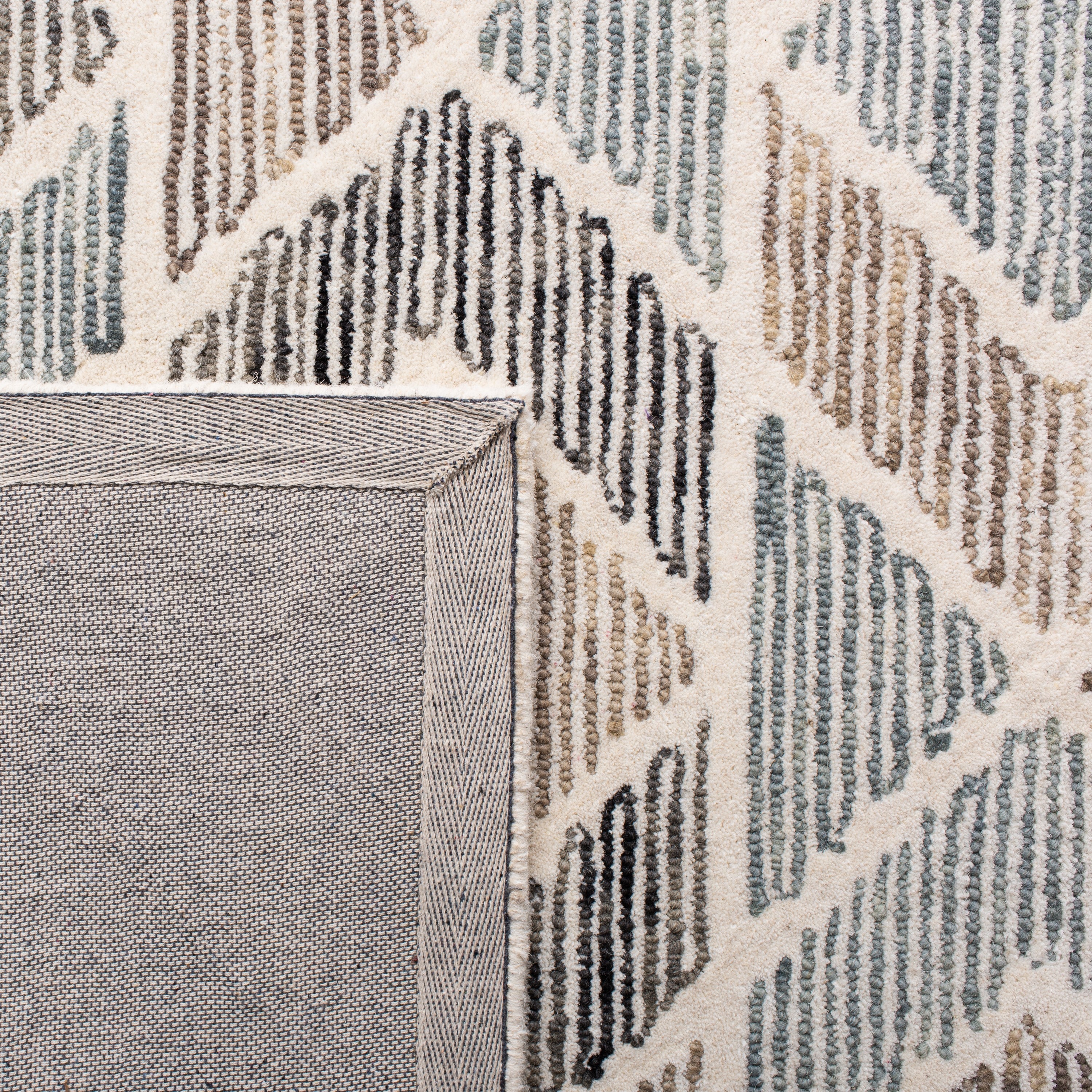 Handmade Blue and Beige Wool Tufted Area Rug