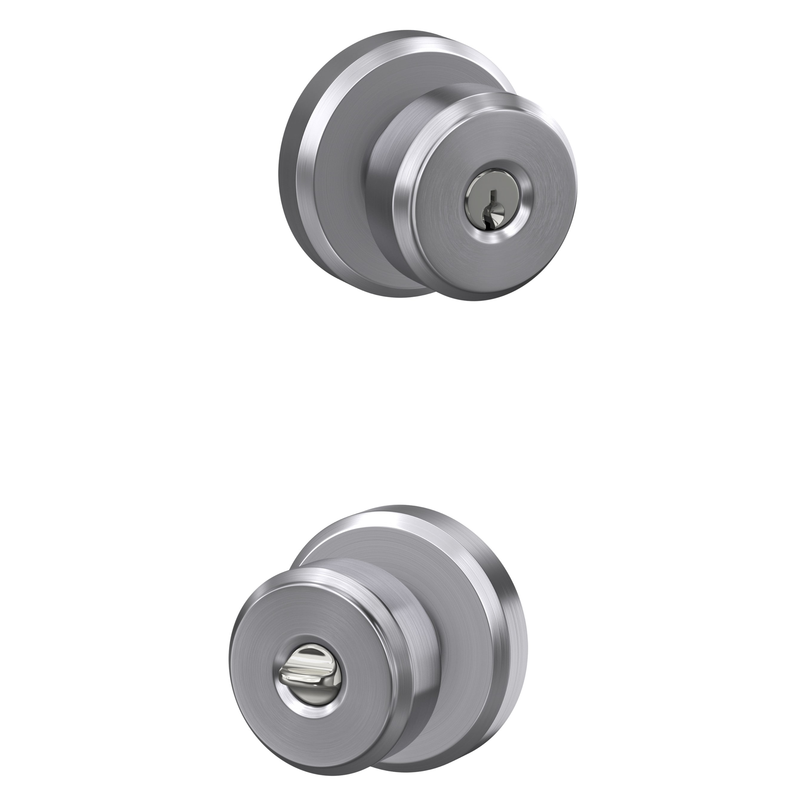 Schlage F51A BWE 626 GSN F51A BWE/GSN Bowery - Greyson Satin Chrome Exterior No deadbolt Keyed Entry Door Knob