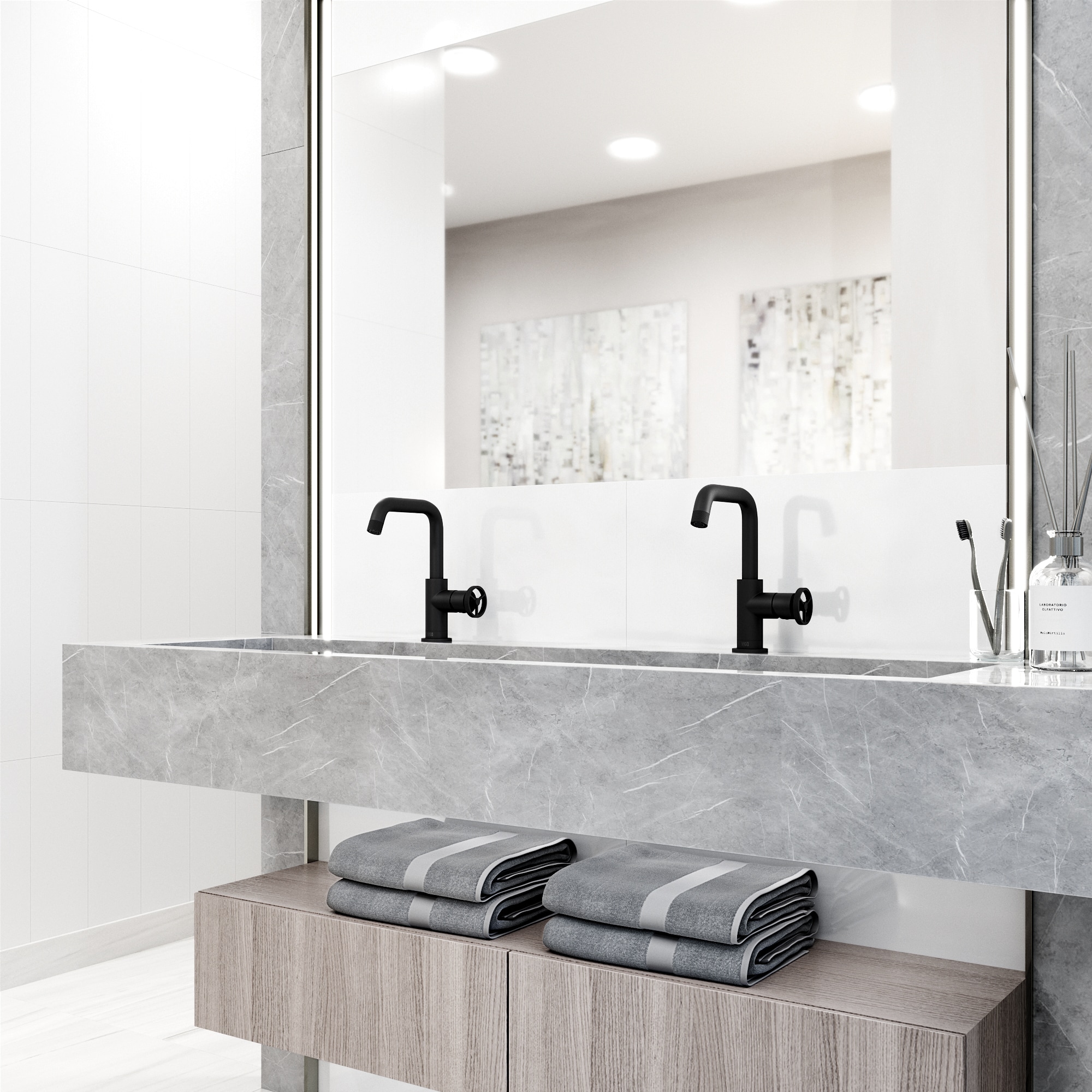 Cass 9'' High Aerodynamic Wheel Handle Matte Black Bathroom Faucet