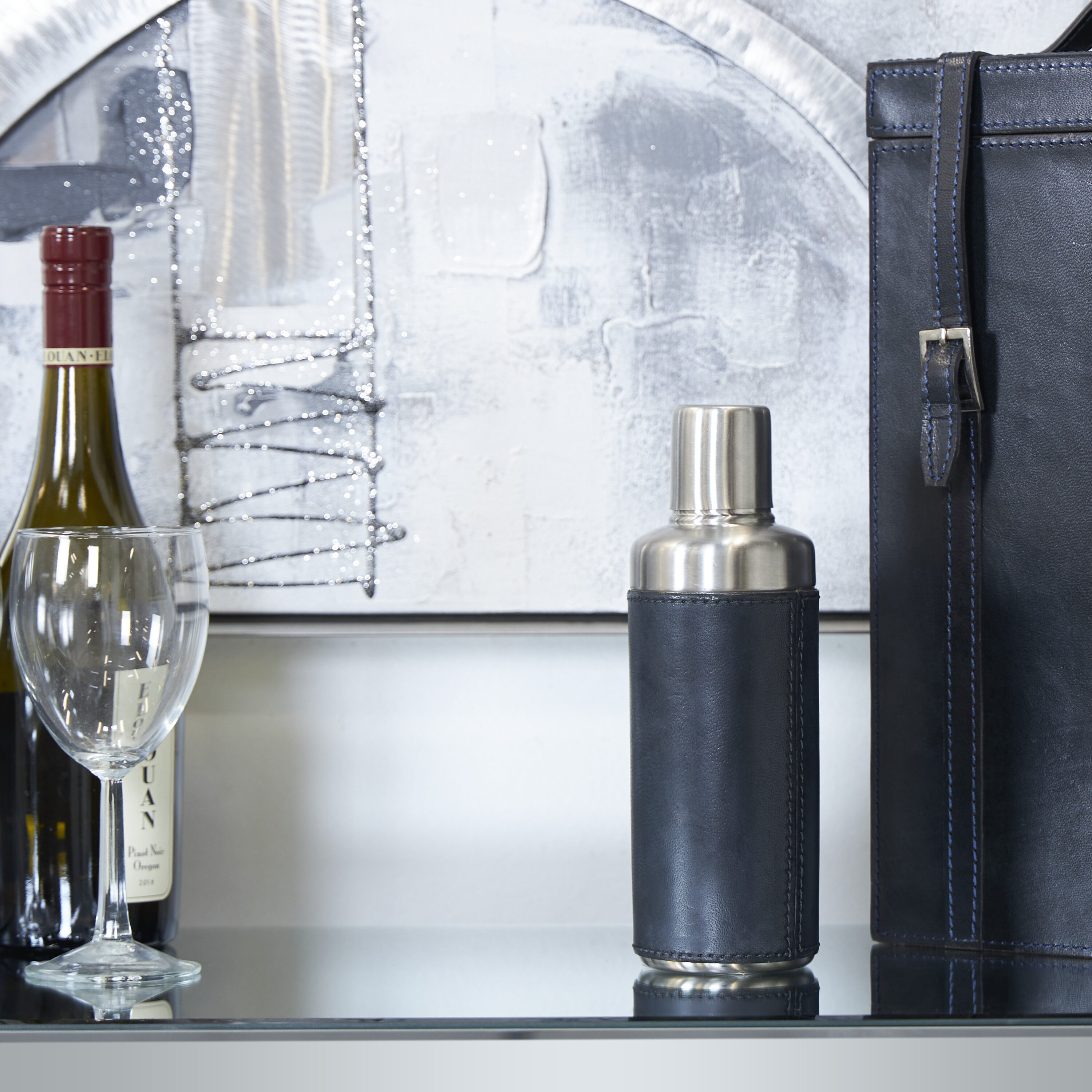 The Novogratz 79803 Dark Blue with Silver Top Drink shaker