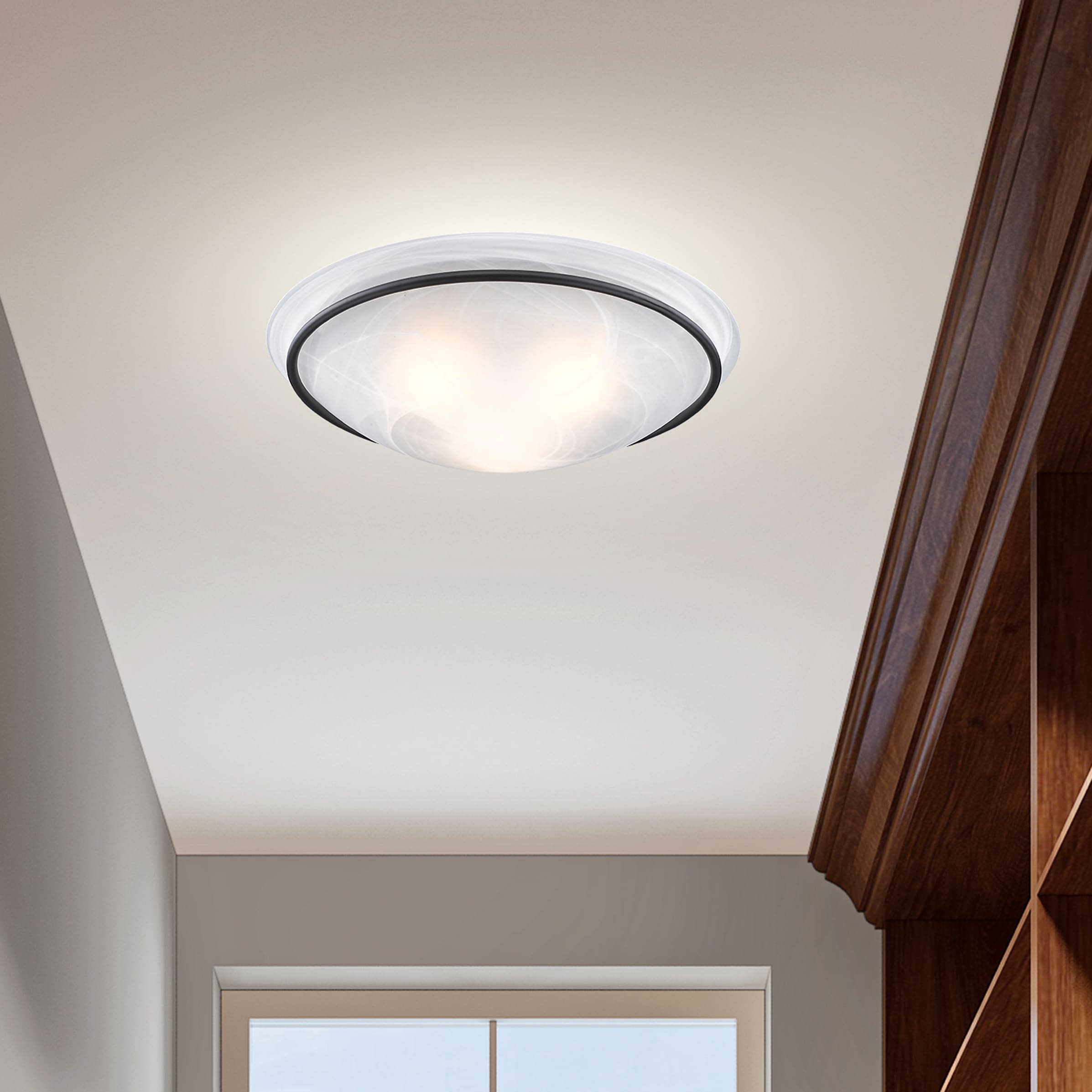 Newburgh Bronze 3-Light Semi-Flush Mount with Alabaster Glass