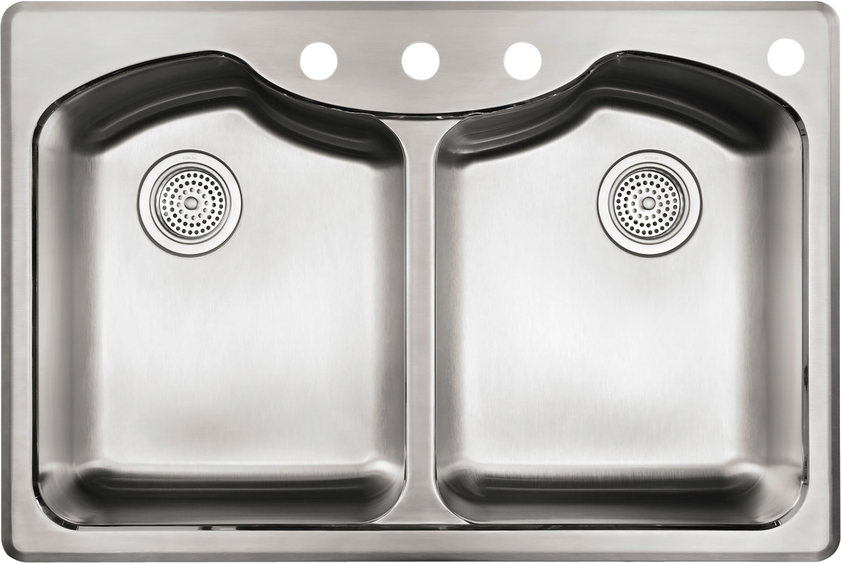 KOHLER Octave Drop-In 33-in x 22-in Stainless Steel Double Equal