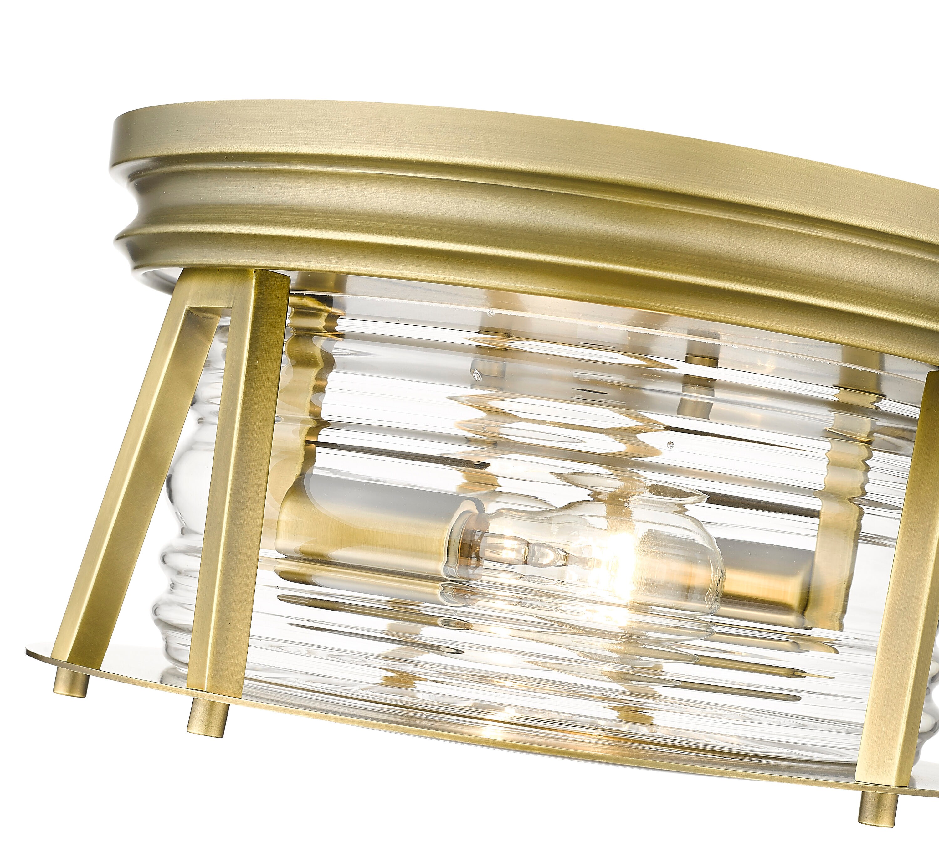 Cape Harbor Rubbed Brass and Glass 12" LED Flush Mount