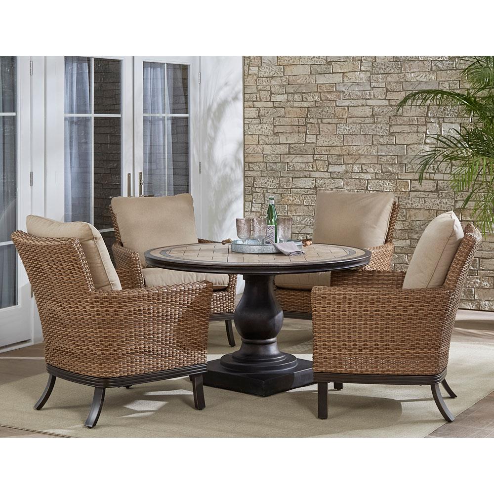 Hanover Monaco 5-Piece Tan Patio Dining Set With Tan Cushions At Lowes.com