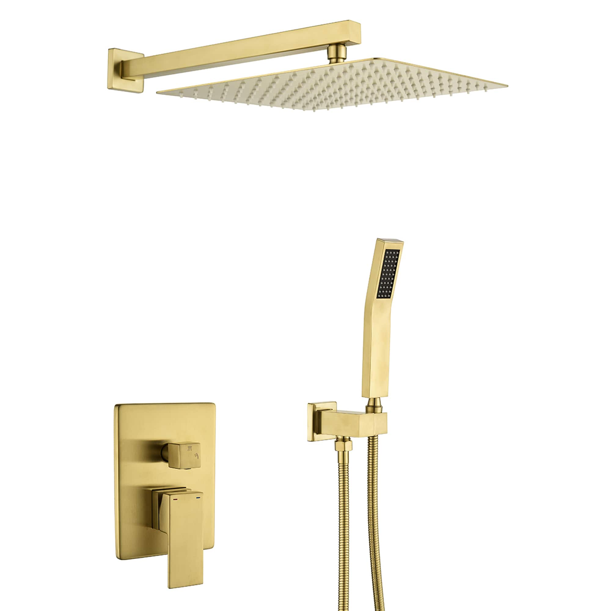 Polished Gold Bathroom Shower Set Mixer Tap 8 Square Head Top Spray Hand  Shower