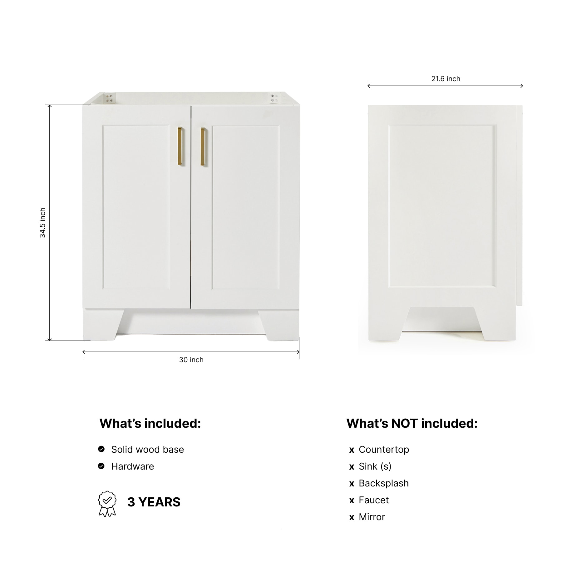 ARIEL Q030S-BC-WHT vanities - View #3