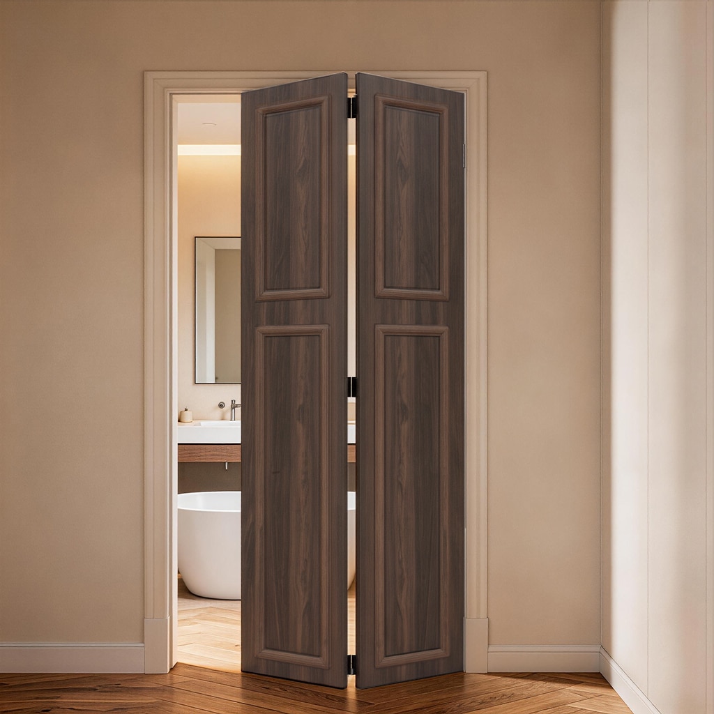 RITSU 72 in x 96 in 2-Panel Walnut 3/4 in Finished MDF Bi-Fold Door ...