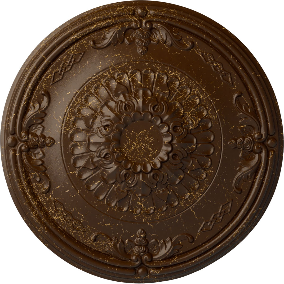 Ekena Millwork CM27ATRBC Athens 26.25-in W x 26.25-in L Painted Root Beer Crackle Polyurethane Whole Ceiling Medallion