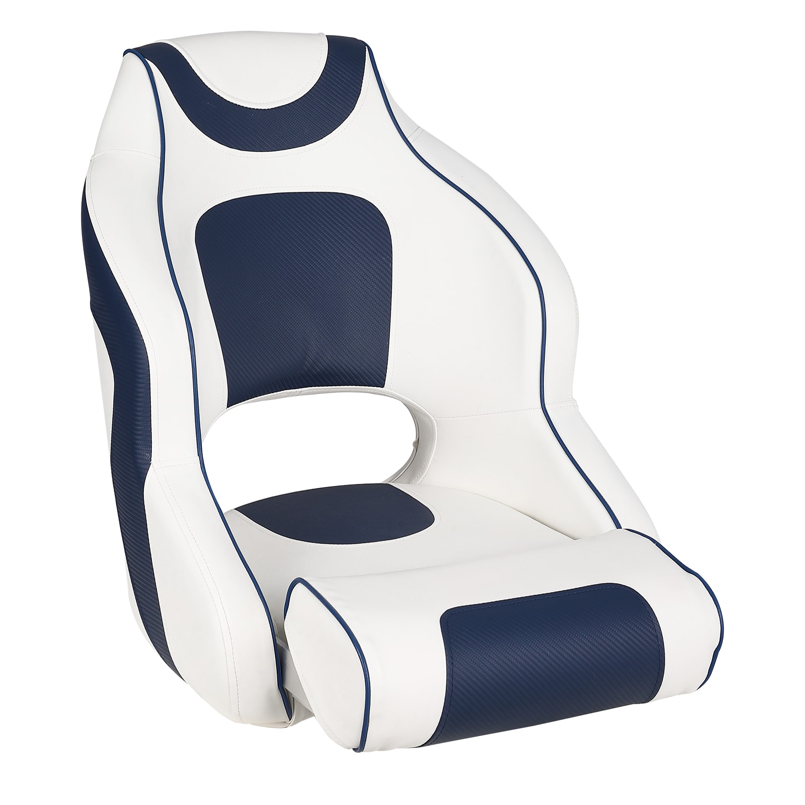 Garvee High Back Pontoon Boat Captains Bucket Seat UV Resistant Marine Vinyl for Fishing White and Blue