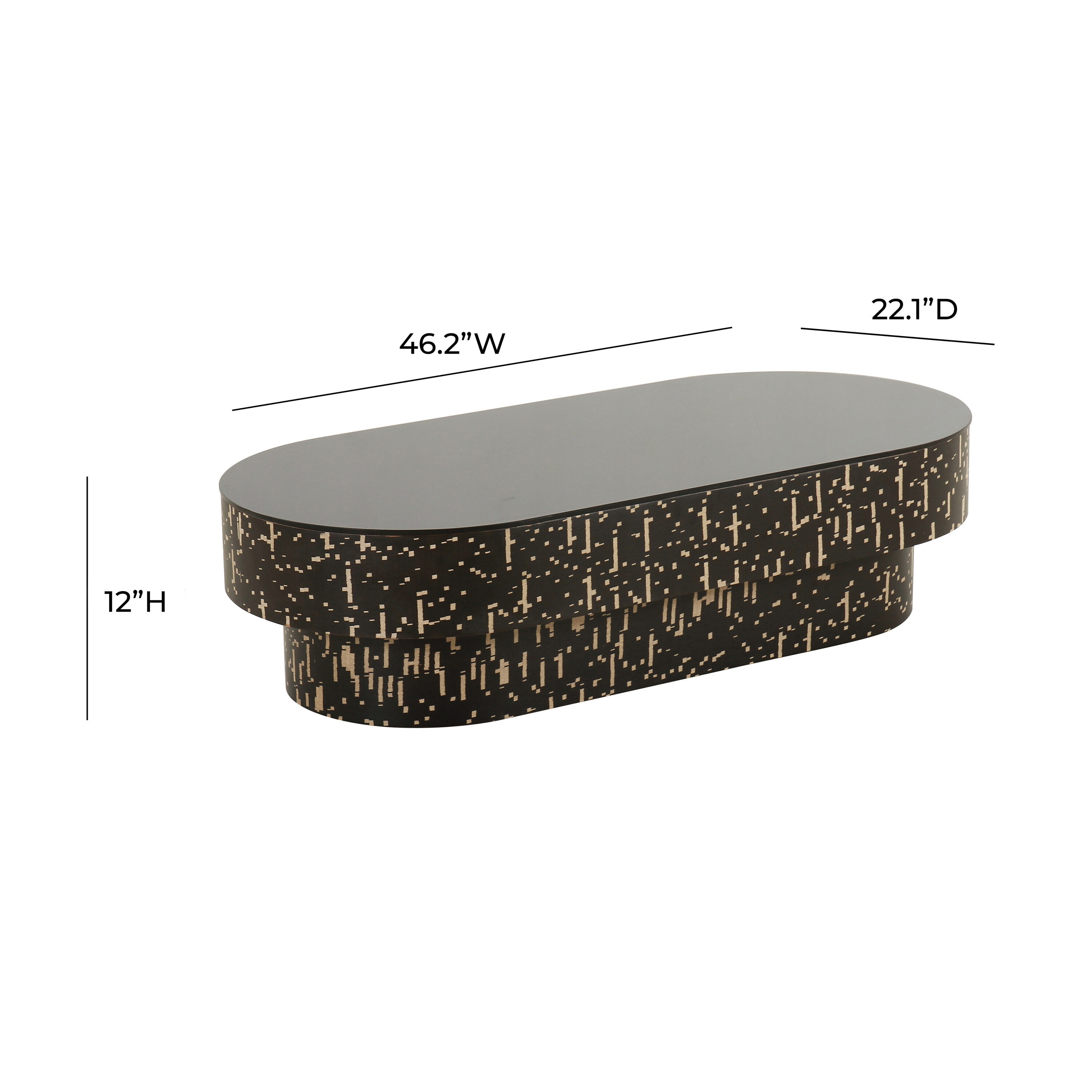 Faye Black Oval Glass and Wood Coffee Table