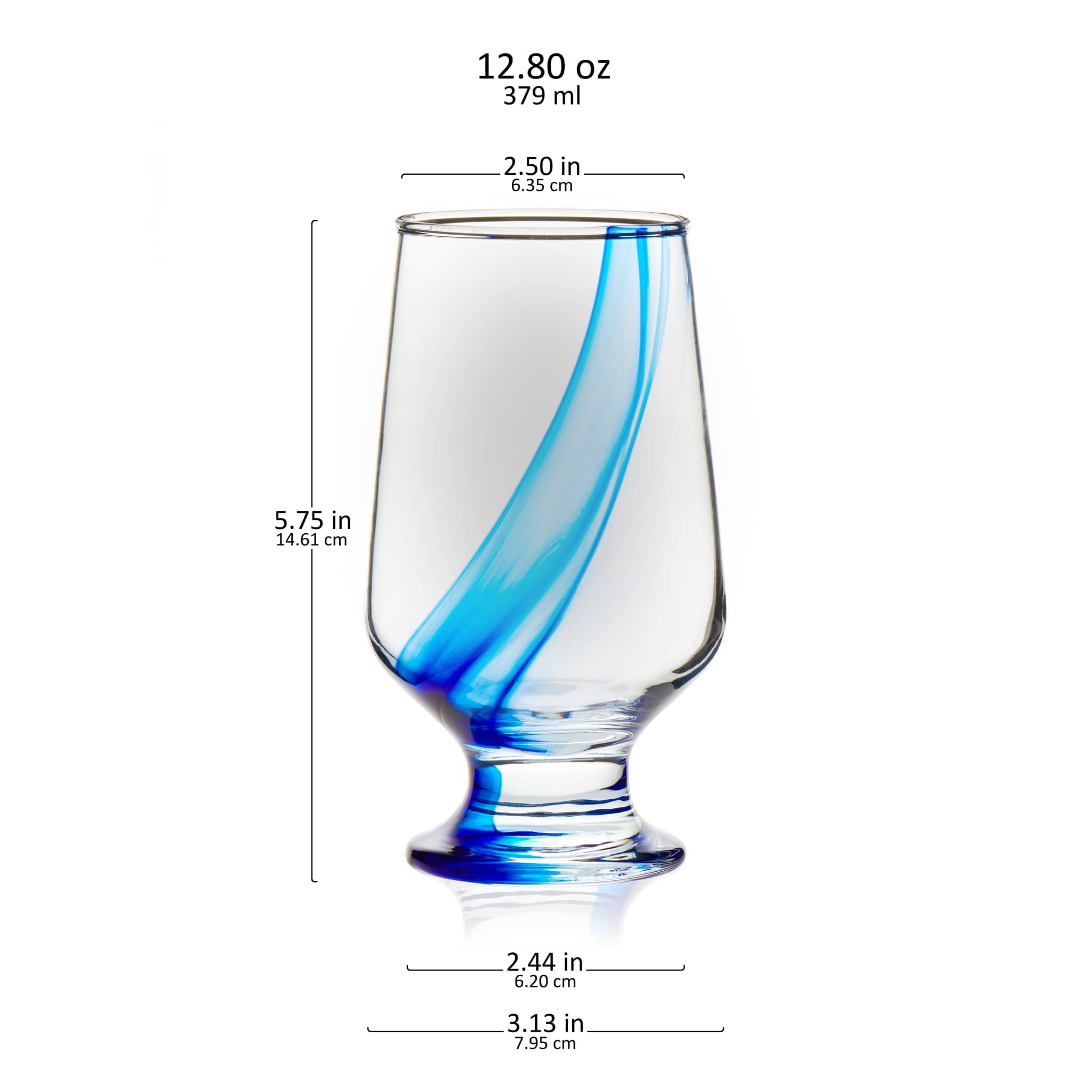 Libbey Lot De 8 Verres à Boire Avec Ruban Bleu Et Pierres