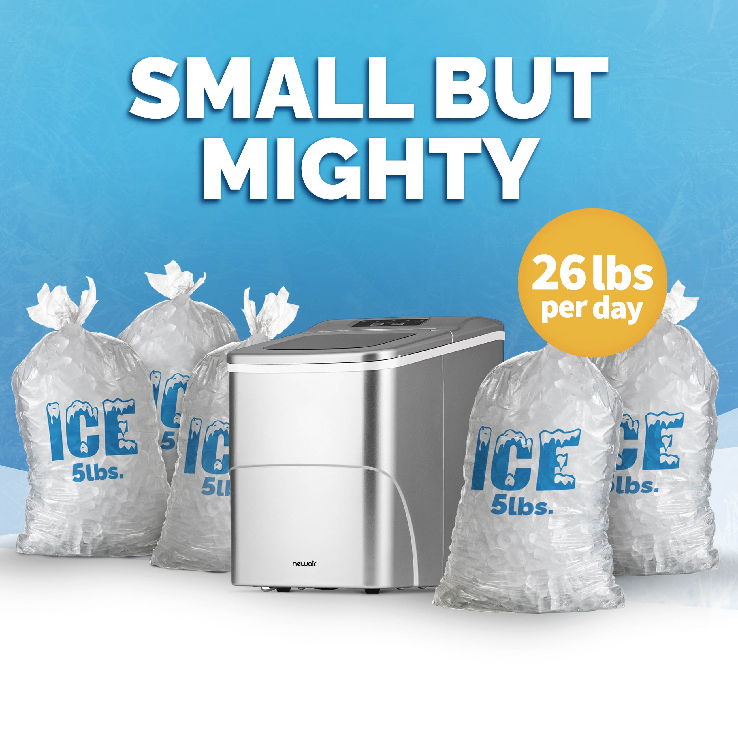 Newair 26 lb Silver Portable Countertop Ice Maker