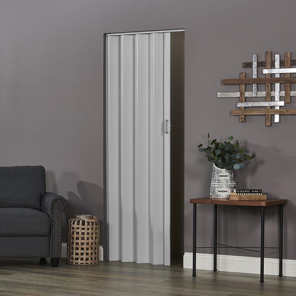 Spectrum Oakmont 36-in x 80-in Reversible/Universal Handing Dove Grey Vinyl Accordion Door ( Hardware Included )