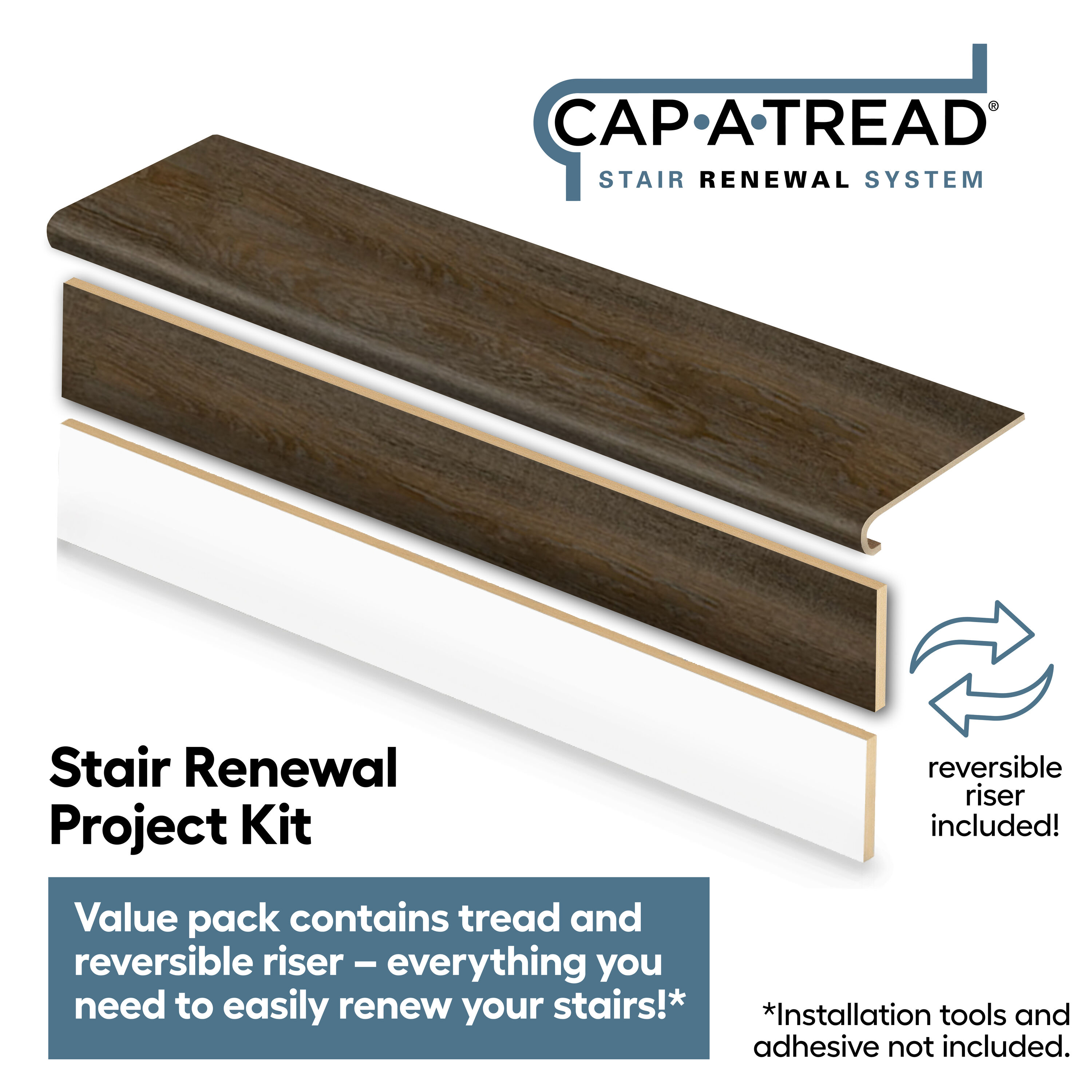 Zamma Cap A Tread Stair Renewal System 12.125-in x 47-in Laminate