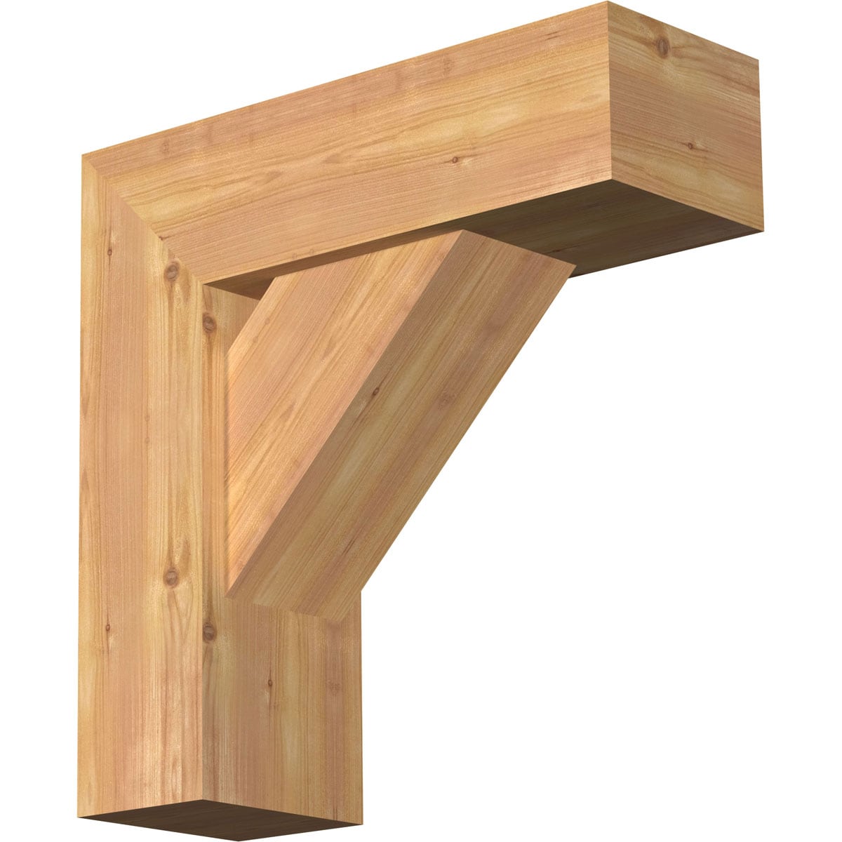 Ekena Millwork 1464870 Traditional Block Smooth Bracket with Offset Brace 7-1/2-in x 22-in x 22-in Western red cedar Brown Wood Standard bracket