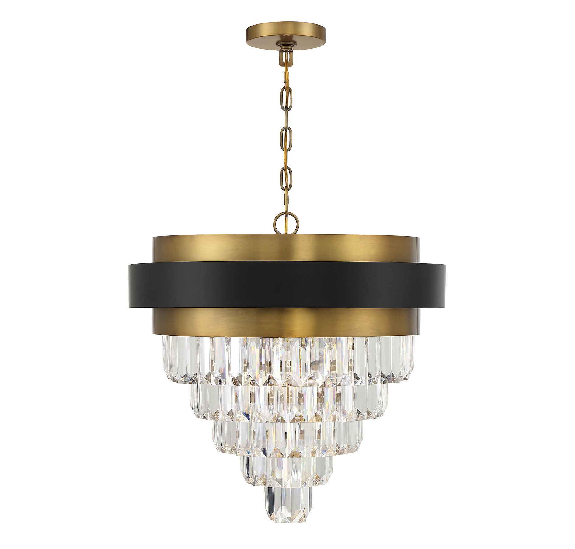 Matte Black and Warm Brass 4-Light Acrylic Gem Chandelier