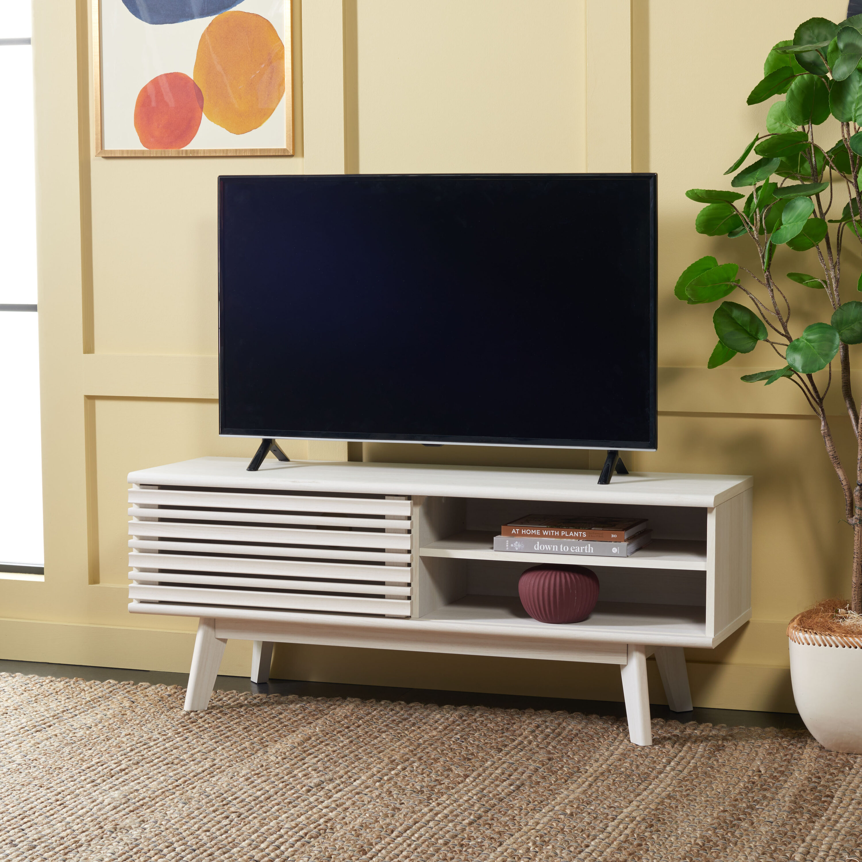 Safavieh MED9600C Aurelio Bleached White Casual MDF Media Cabinet