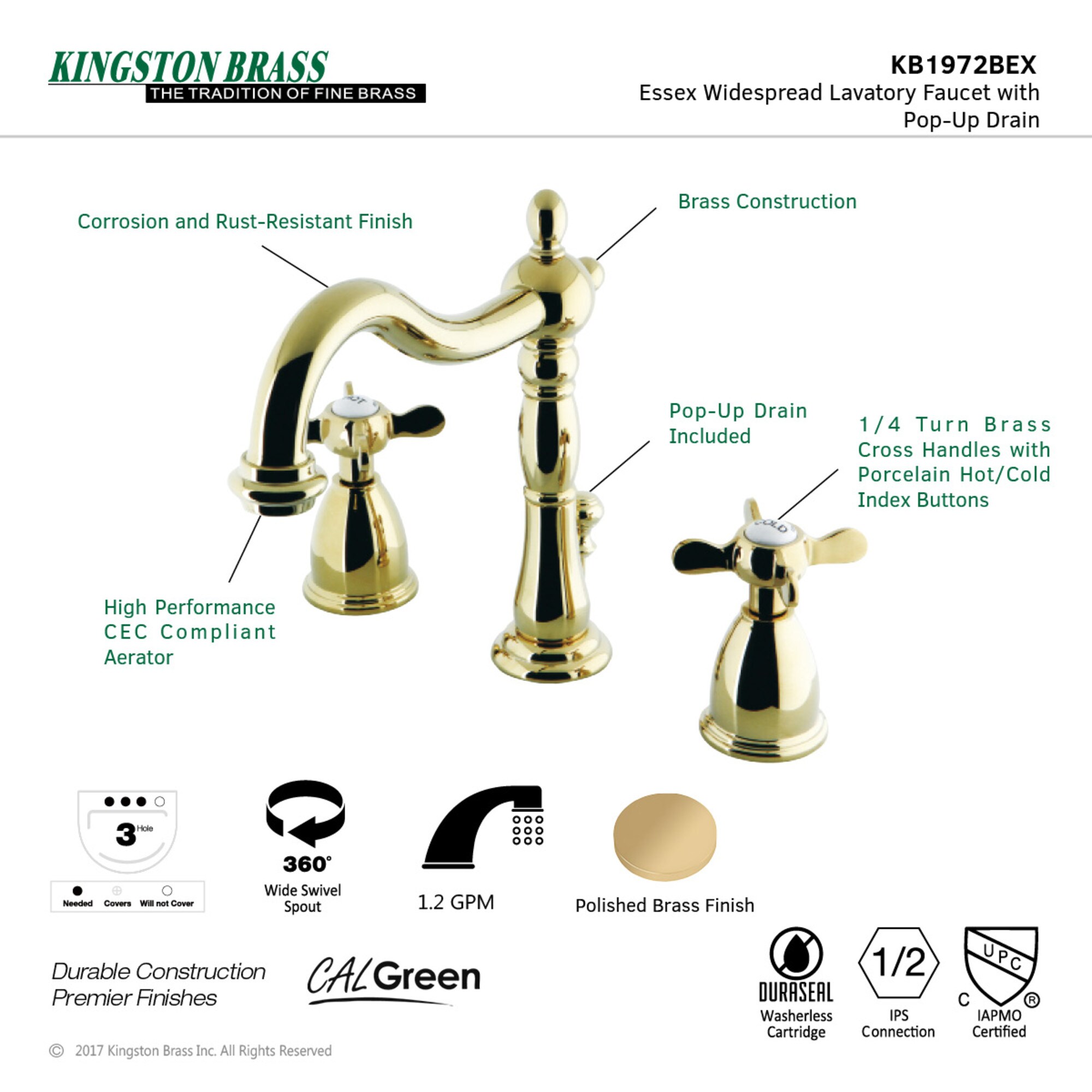Kingston Brass WLKB1972BEX Lavatory-Faucets - View #3