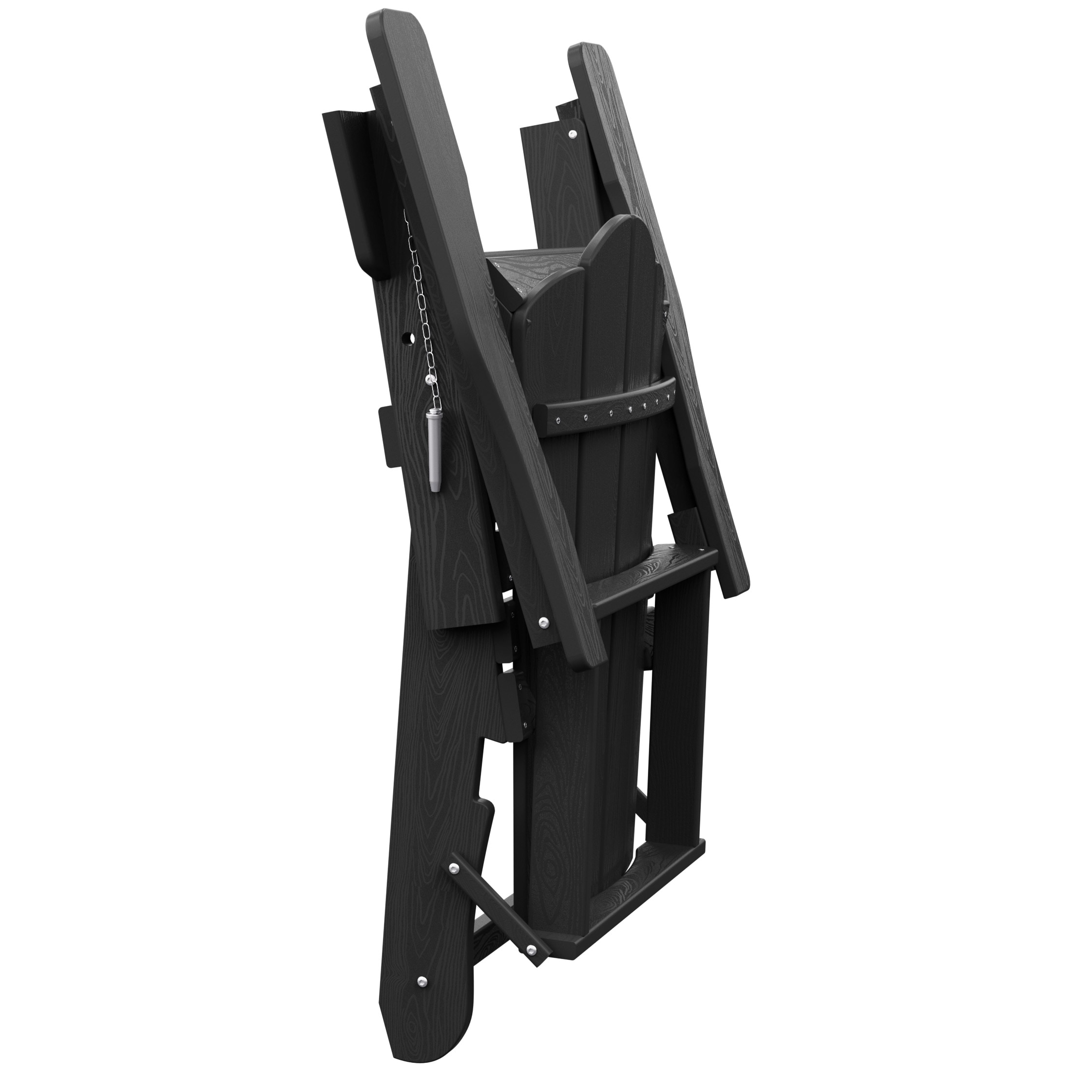 JEAREY YDQWY-ZD-BK Folding Patio Adirondack Chair Stackable Black HDPE Frame Stationary Adirondack Chair with Black Slat Seat