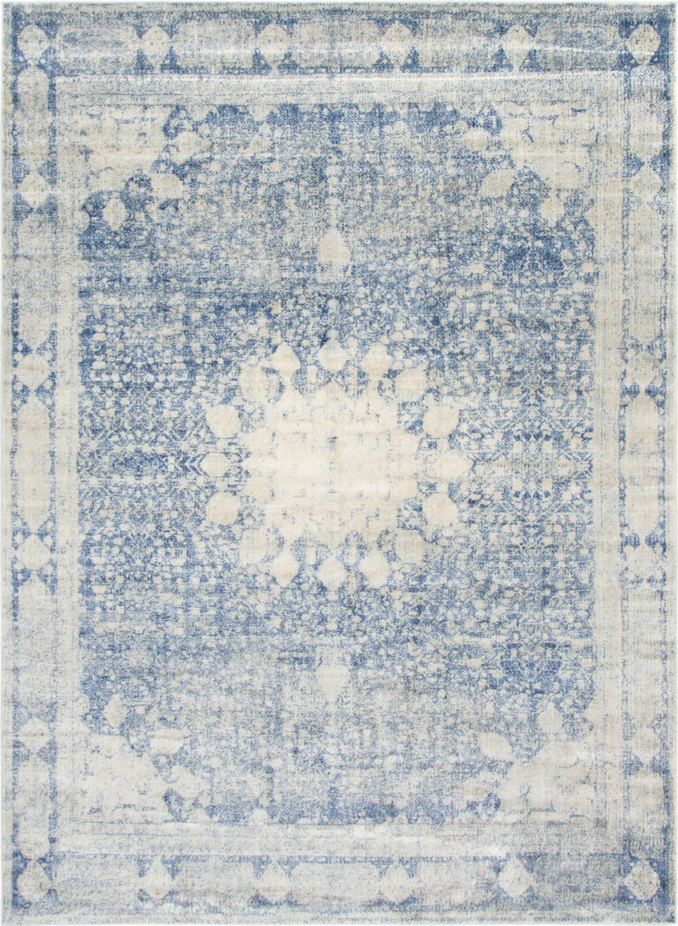 Unique Loom 3141715 Rockwell Asheville 9 x 12 (ft) Loomed Polypropylene Navy Blue/Beige Rectangular Indoor Medallion Vintage Area rug