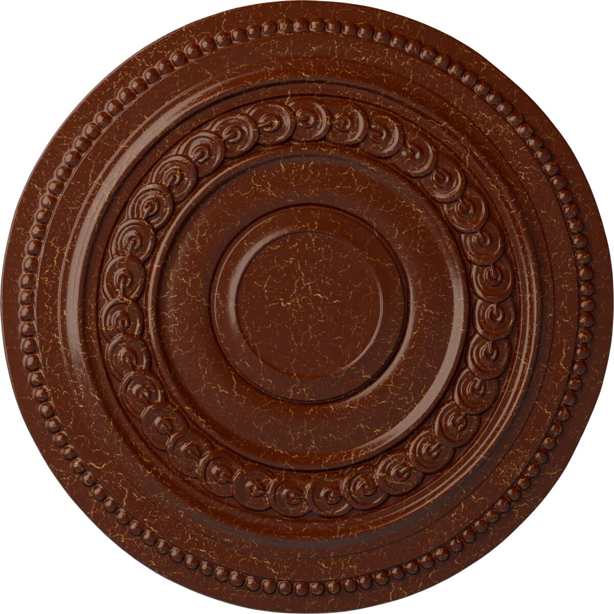 Ekena Millwork CM18OLBMC Oldham 18-in W x 18-in L Painted Burnished Mahogany Crackle Polyurethane Whole Ceiling Medallion