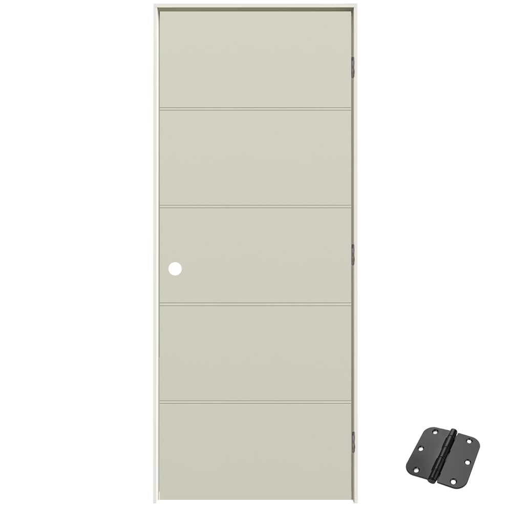 RELIABILT - 28-in x 80-in Primed Hollow Core Flush Left Hand Hardboard Single Prehung Interior Door