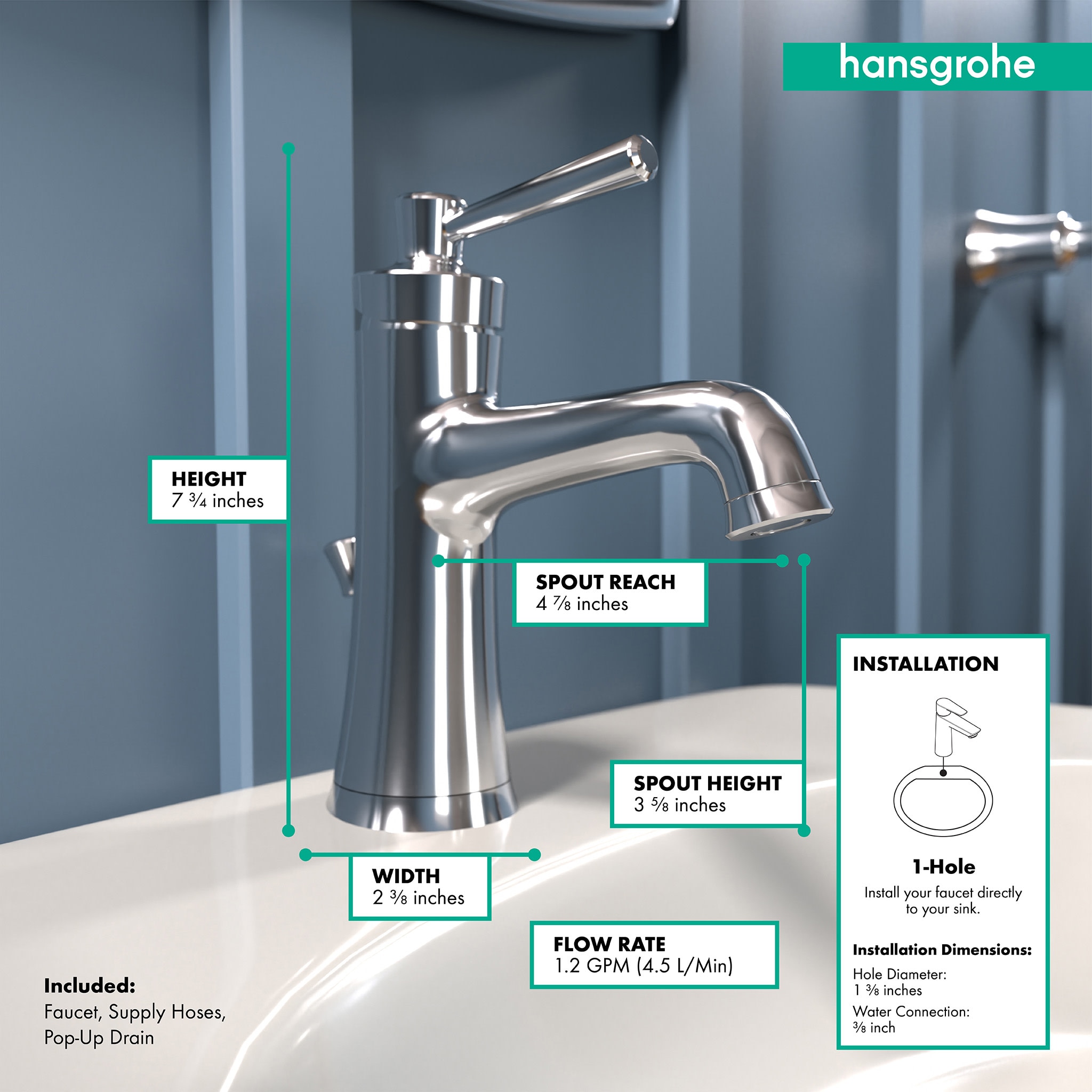Hansgrohe 04771000 Lavatory-Faucets - View #3
