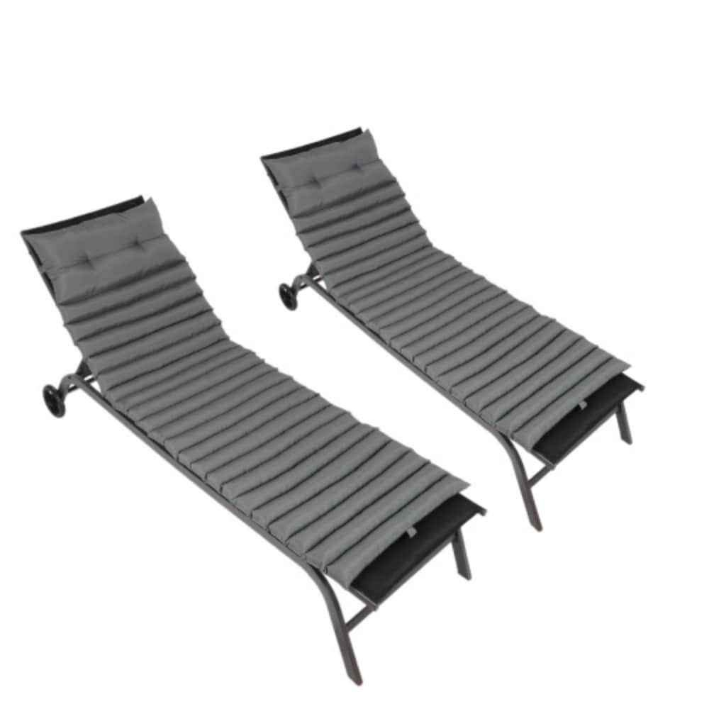 Siavonce XH82869 7-in x 23.6-in 2 -Piece Grey Patio chaise lounge chair cushion