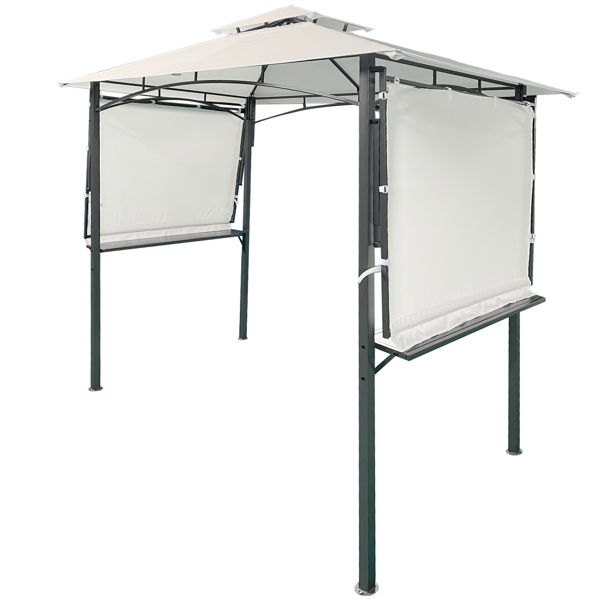 Afoxsos LWMX103 White Rectangle Grill Gazebo with Roof