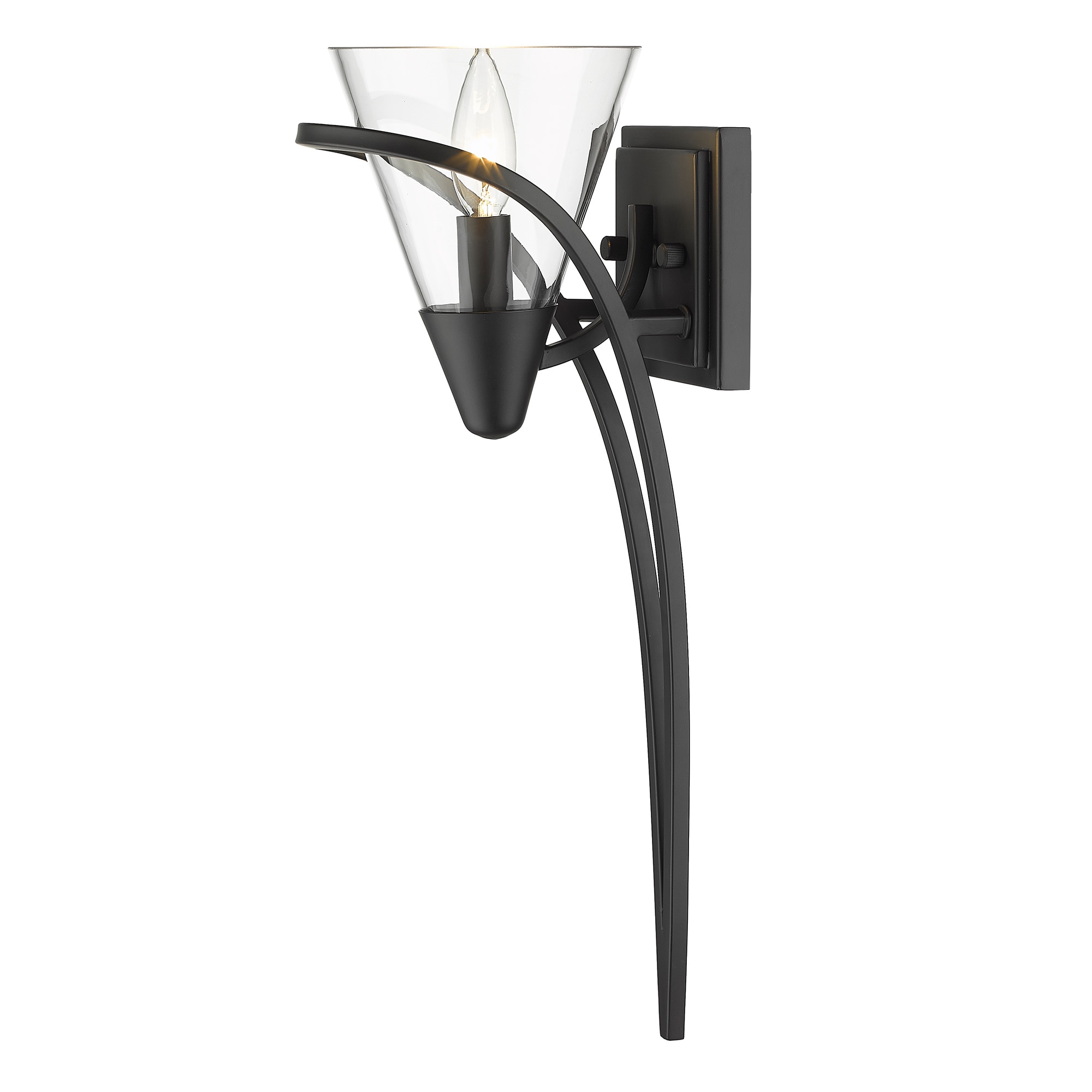 Golden Lighting 1648-1W BLK-CLR Olympia 5.875-in W 1 -Light Matte Black Transitional Wall Sconce