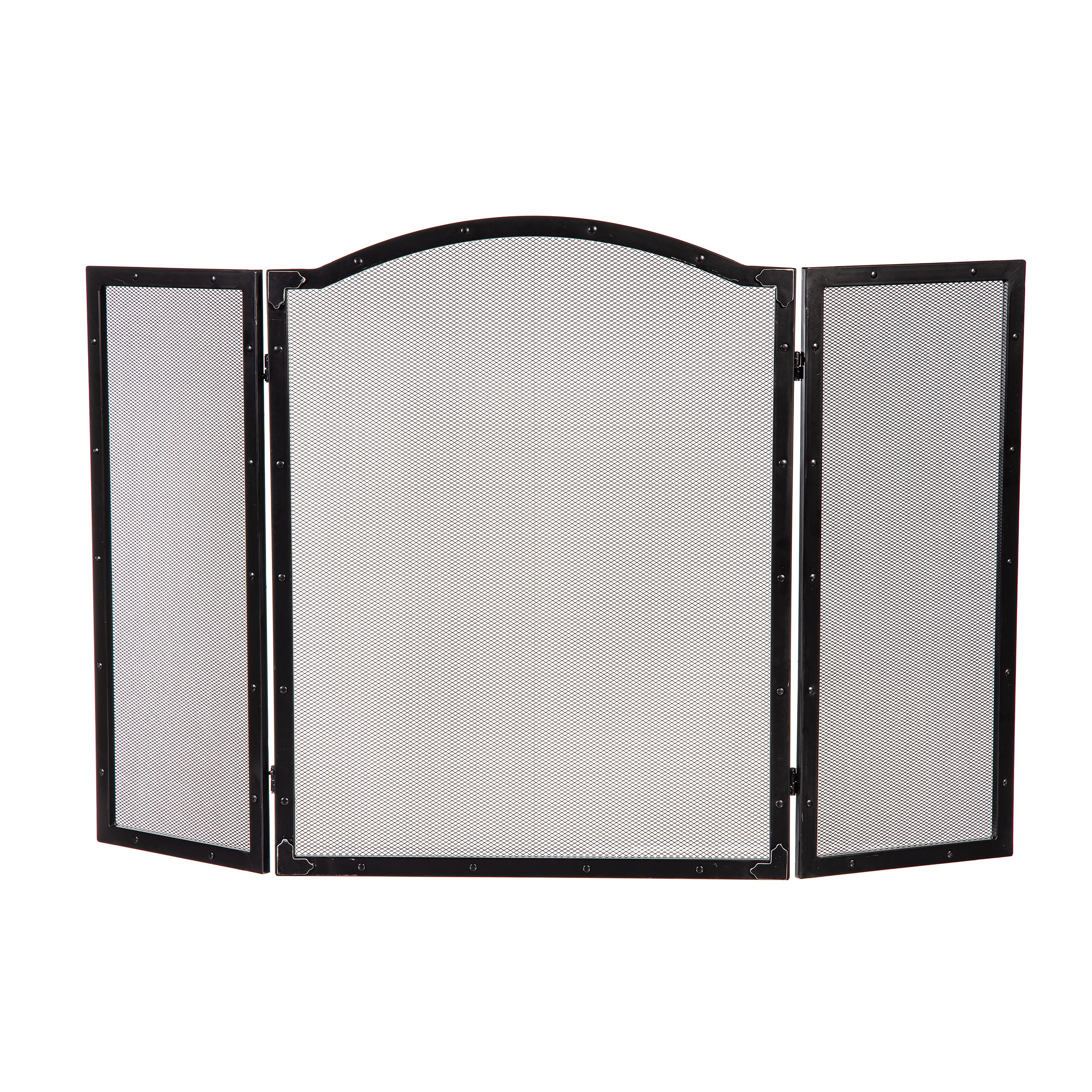 Evergreen 34.65-in Black Iron 3 -Panel Craftsman Fireplace Screen #47M6162