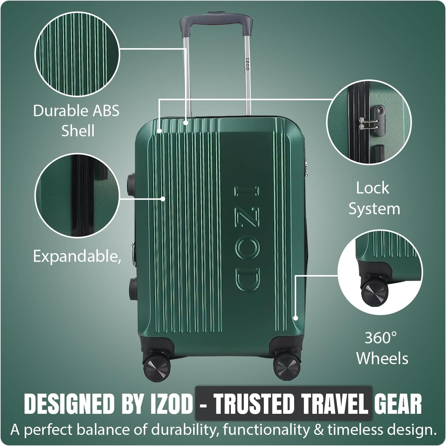 10▢LOU REED THE ボックスセット IY0513-1 IZOD Zane 3 Piece Lightweight Expandable ABS Luggage Set with Dual