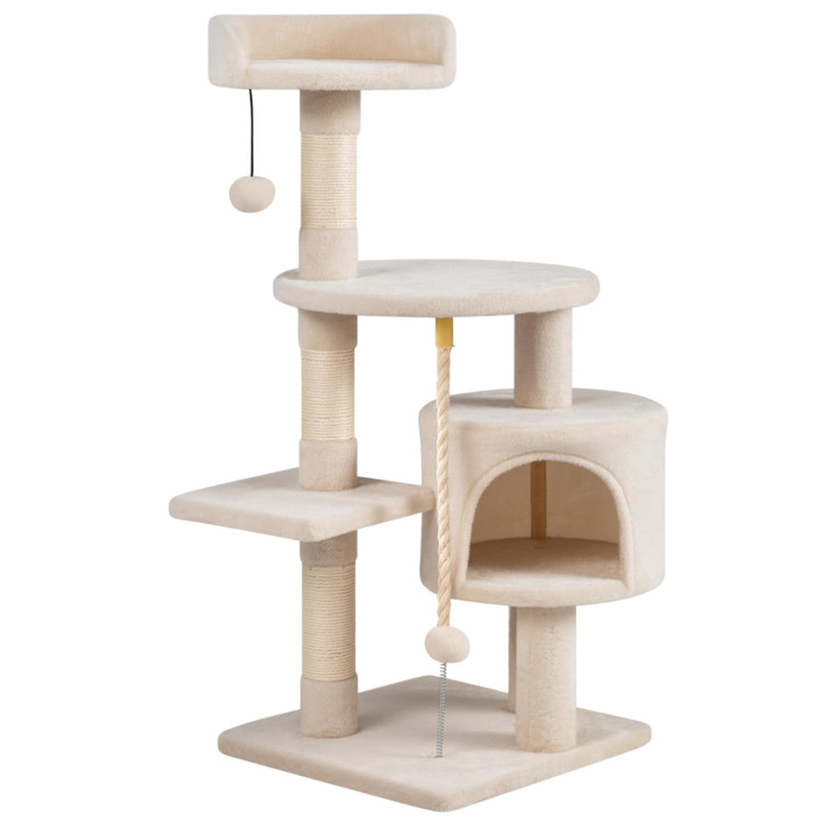 SUGIFT - 36-in H Kitten Tower with Cat Condo and Plush Perch 3 Natural Sisal Scratching Posts Han...