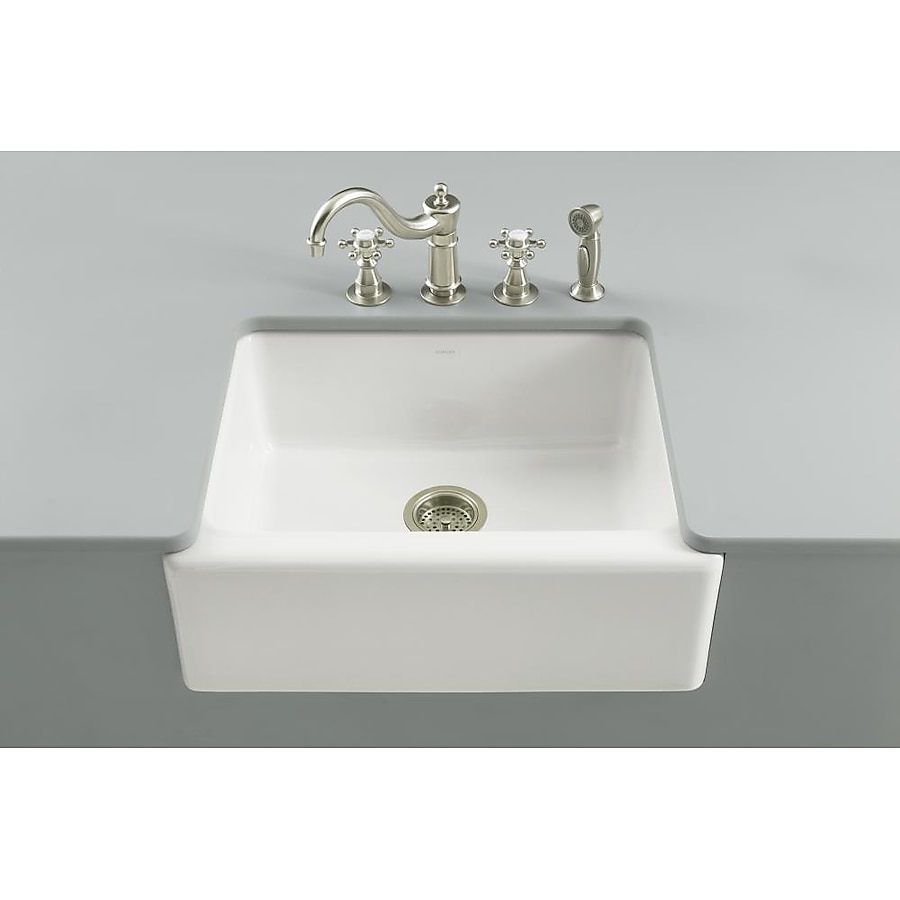 Alcott Undermount Farmhouse Apron-Front Fireclay 25 in. 5-Hole Single Bowl Kitchen Sink in White Alcott Undermount Farmhouse Apron-Front Fireclay 25 in. 5-Hole Single Bowl Kitchen Sink in White