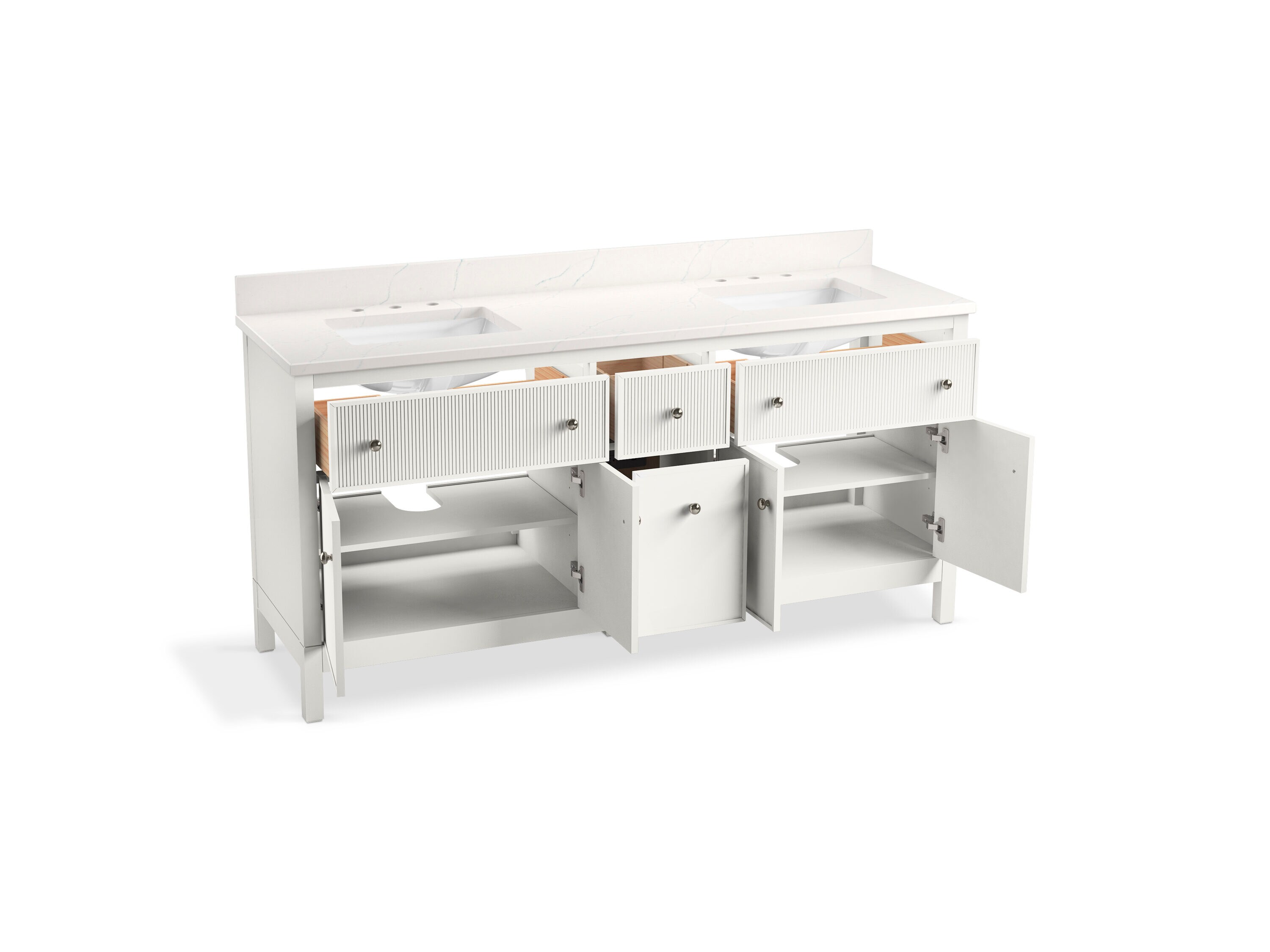KOHLER Malin by Studio McGee 72-in White Undermount Double Sink ...