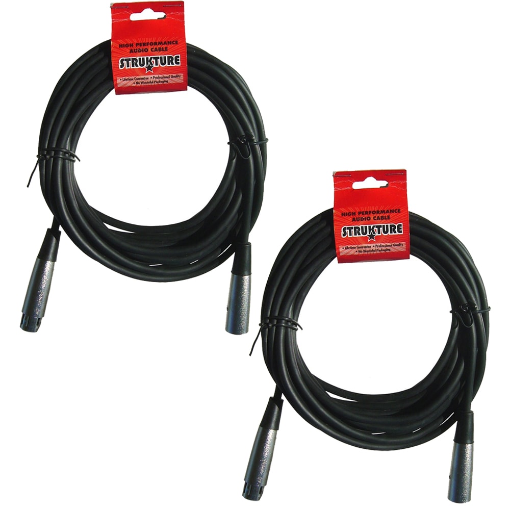 Universal 2x Sturkture XLR Microphone Cable Male to Female 6 Ft Fully Balanced Premium Mic Cable