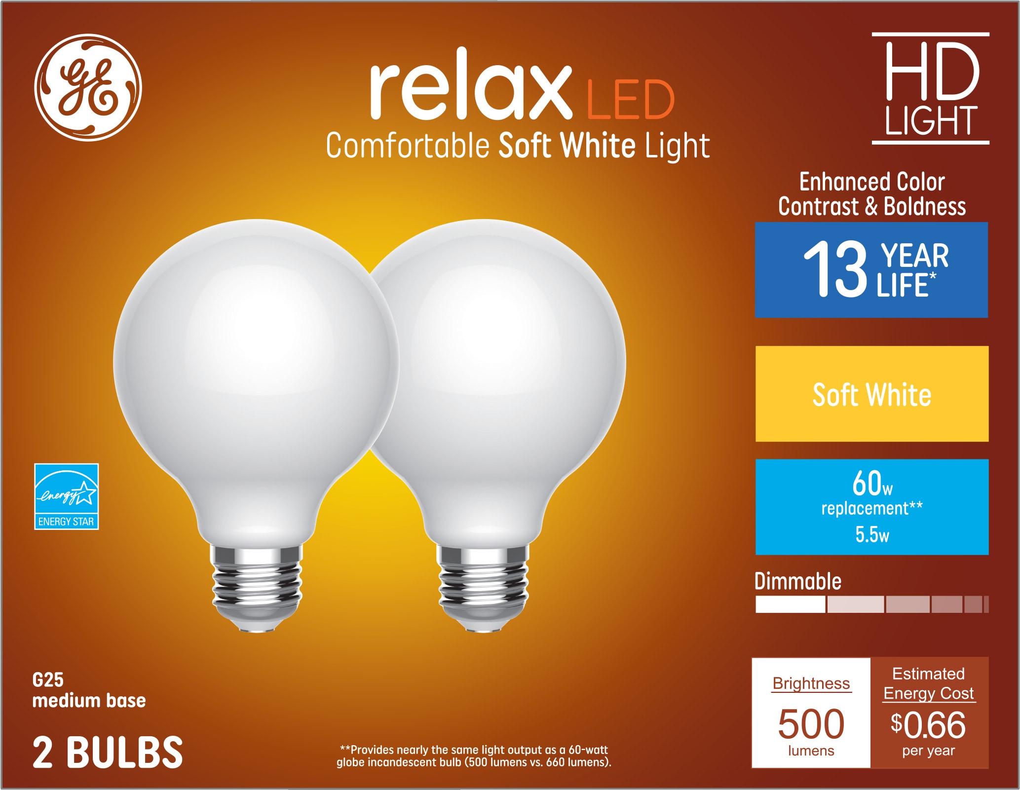 100-Watt Equivalent G25 Dimmable Filament CEC White Glass Vanity Globe E26  LED Light Bulb, Soft White 2700K (3-Pack)